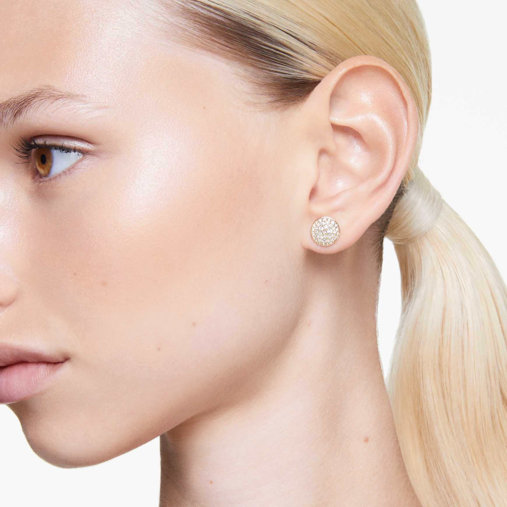 Sublima stud earrings, White, 18K gold finish