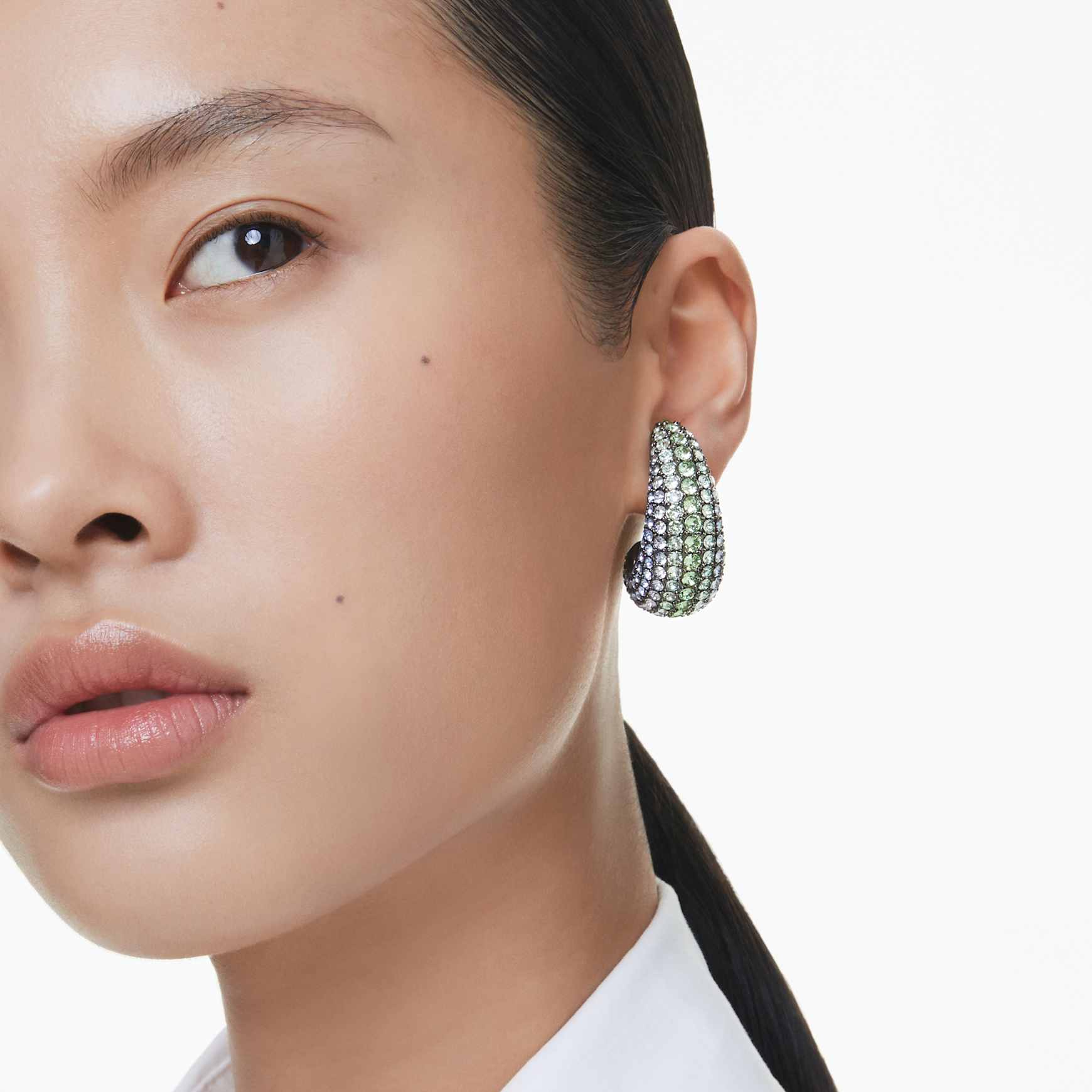 Sublima clip earrings, Round cut, Medium, Multicoloured, Ruthenium plated by SWAROVSKI