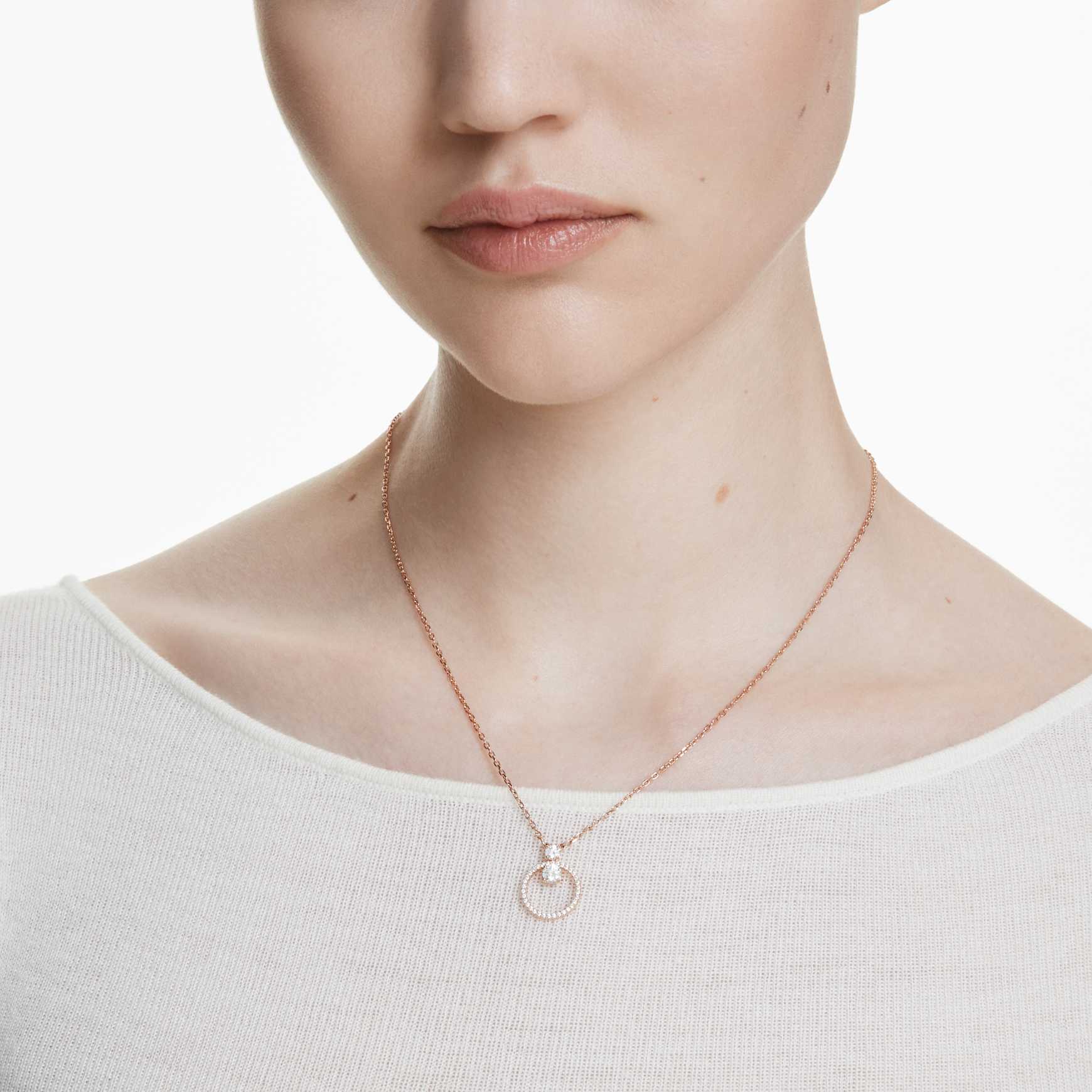 Constella pendant, Pavé, Round cut, White, Rose gold-tone plated by SWAROVSKI