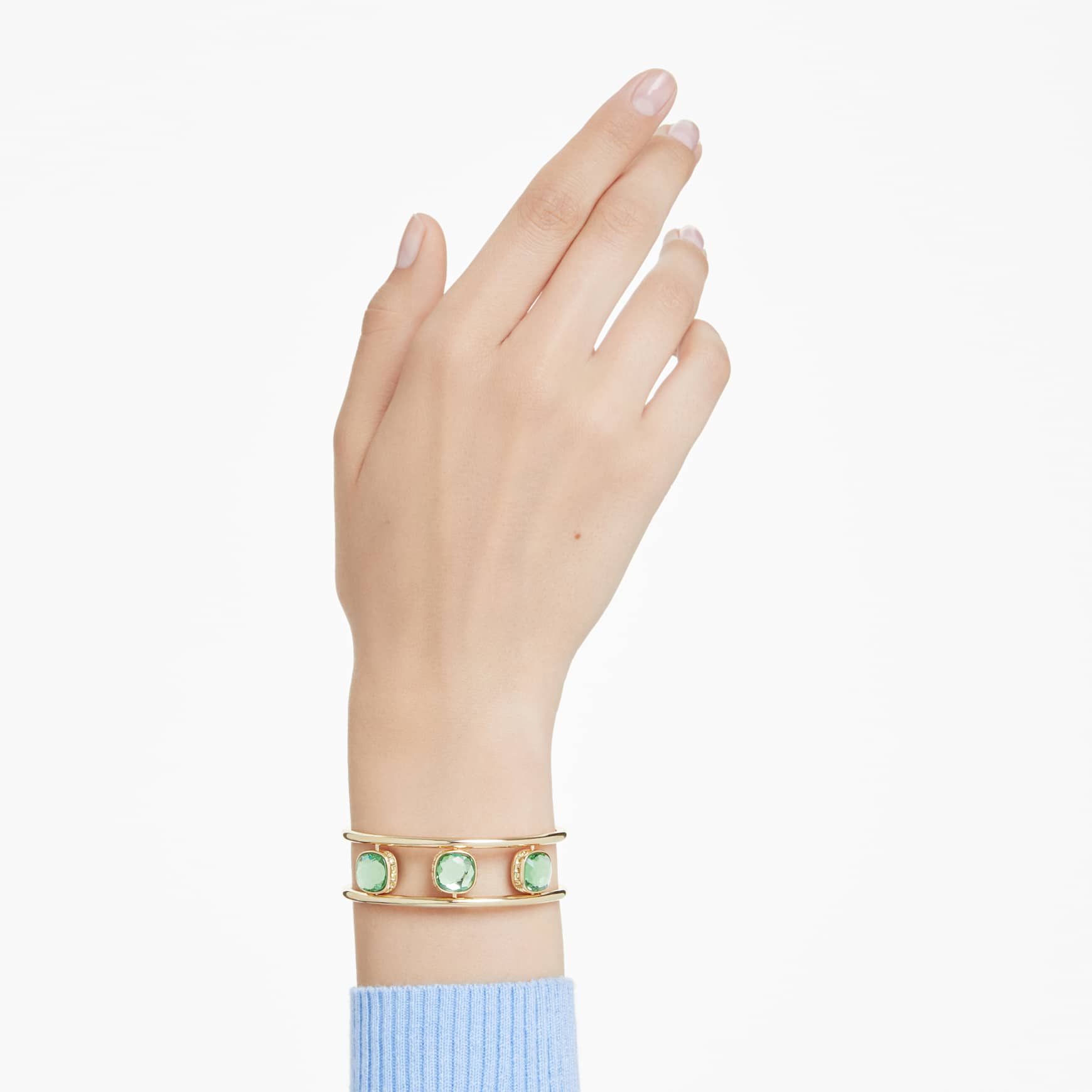 Chroma cuff, Cushion cut, Multicoloured, 18K gold finish