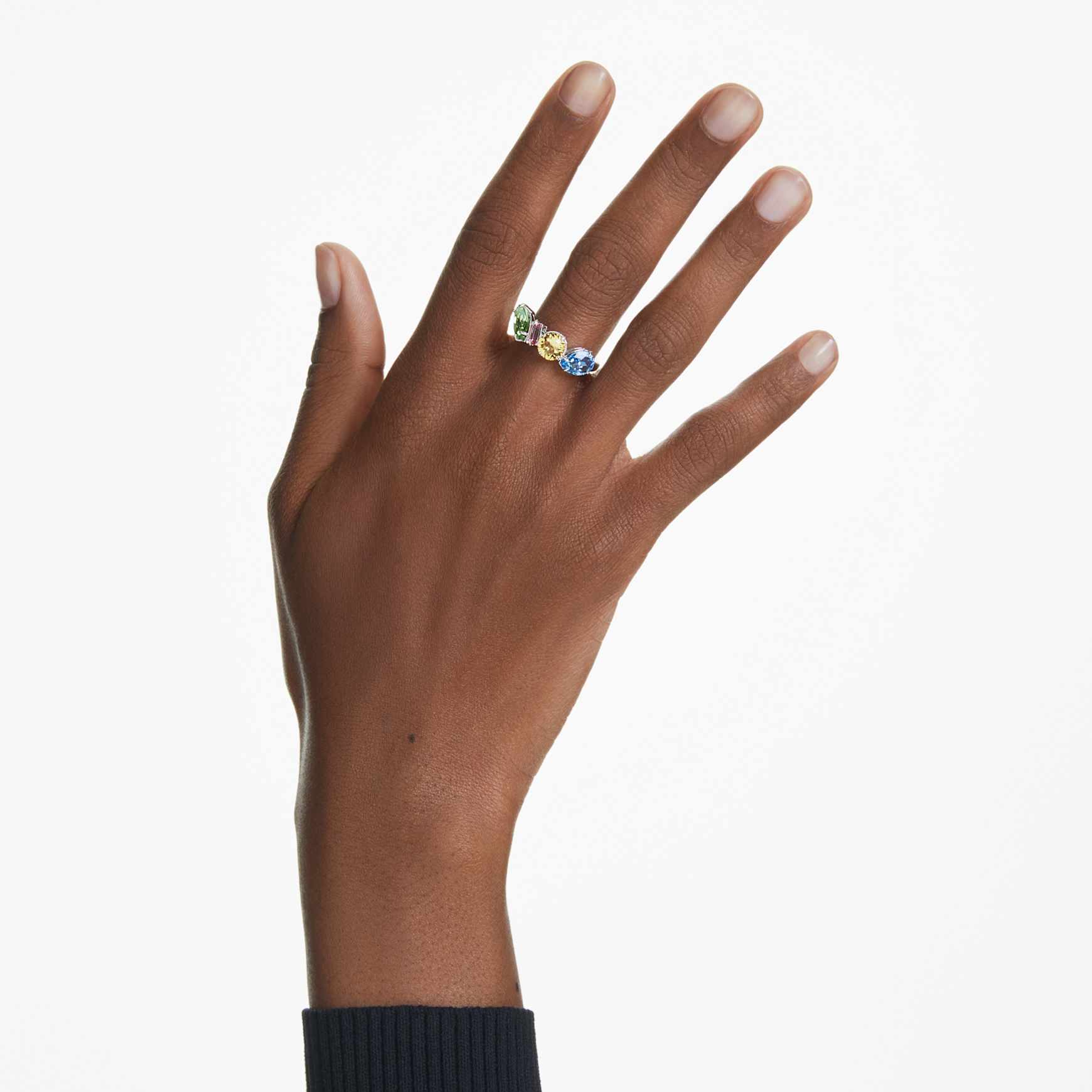 Gema ring, Mixed cuts, Multicoloured, Rhodium plated