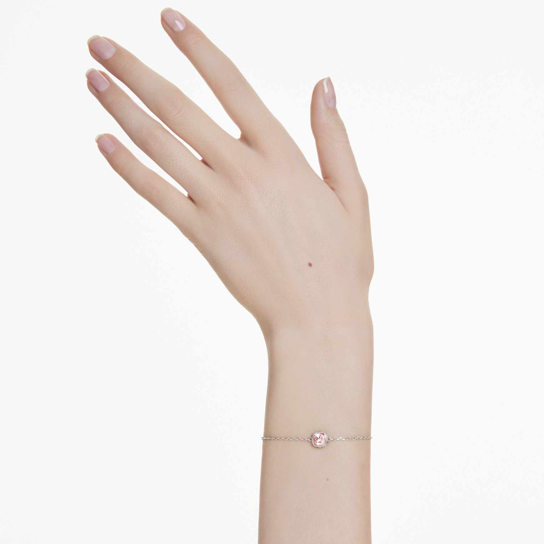 Birthstone bracelet, Square cut, June, Pink, Rhodium plated by SWAROVSKI