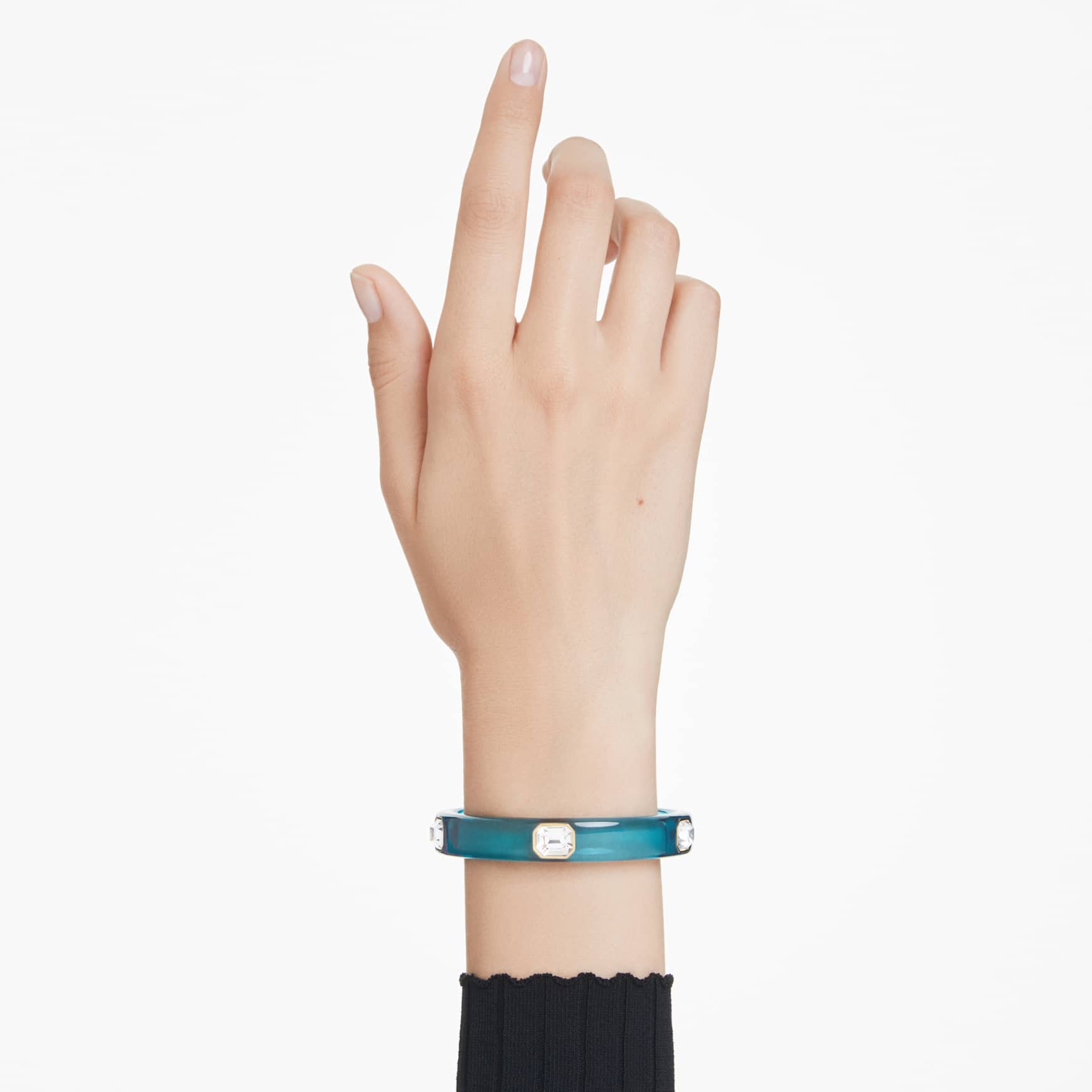 Dulcis bangle, Octagon cut, Blue, 18K gold finish