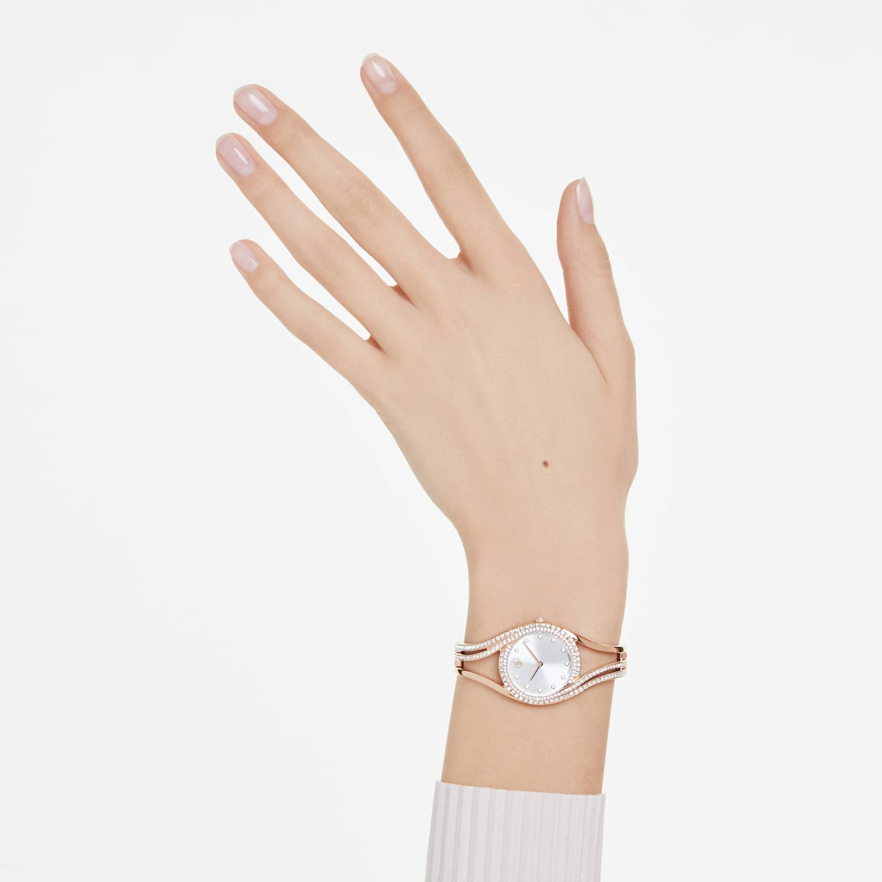Hyperbola bangle watch, Swiss Made, Rose gold tone, Rose gold-tone finish by SWAROVSKI