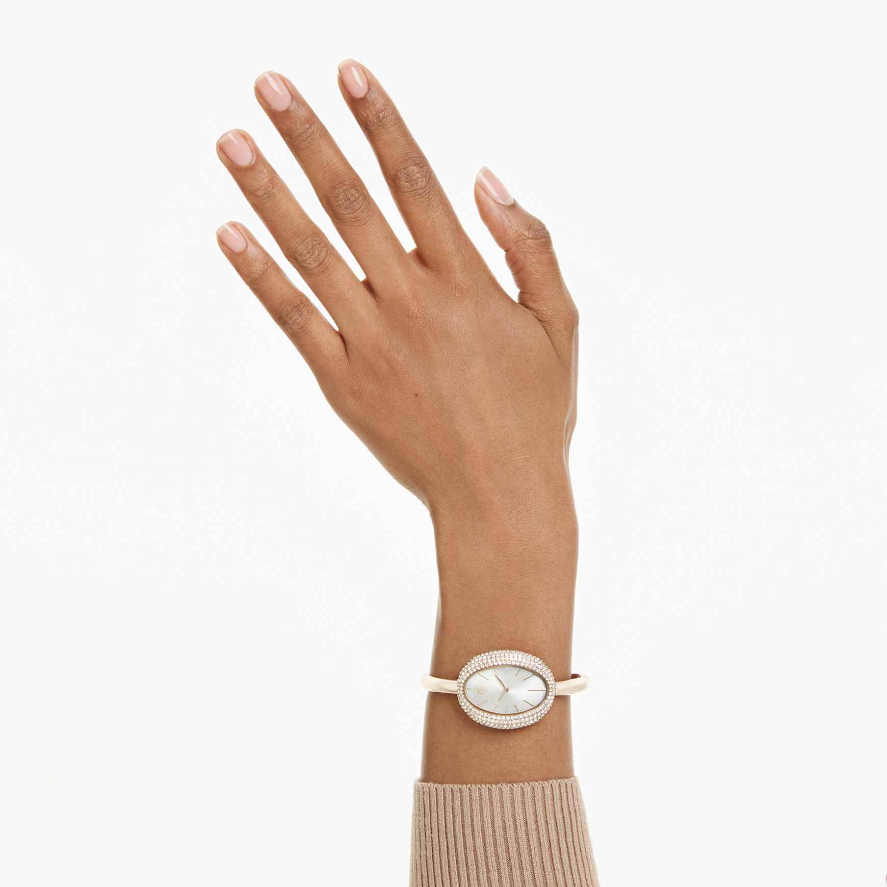 Imber bangle watch, Swiss Made, Metal bracelet, Gold tone, Champagne gold-tone finish by SWAROVSKI