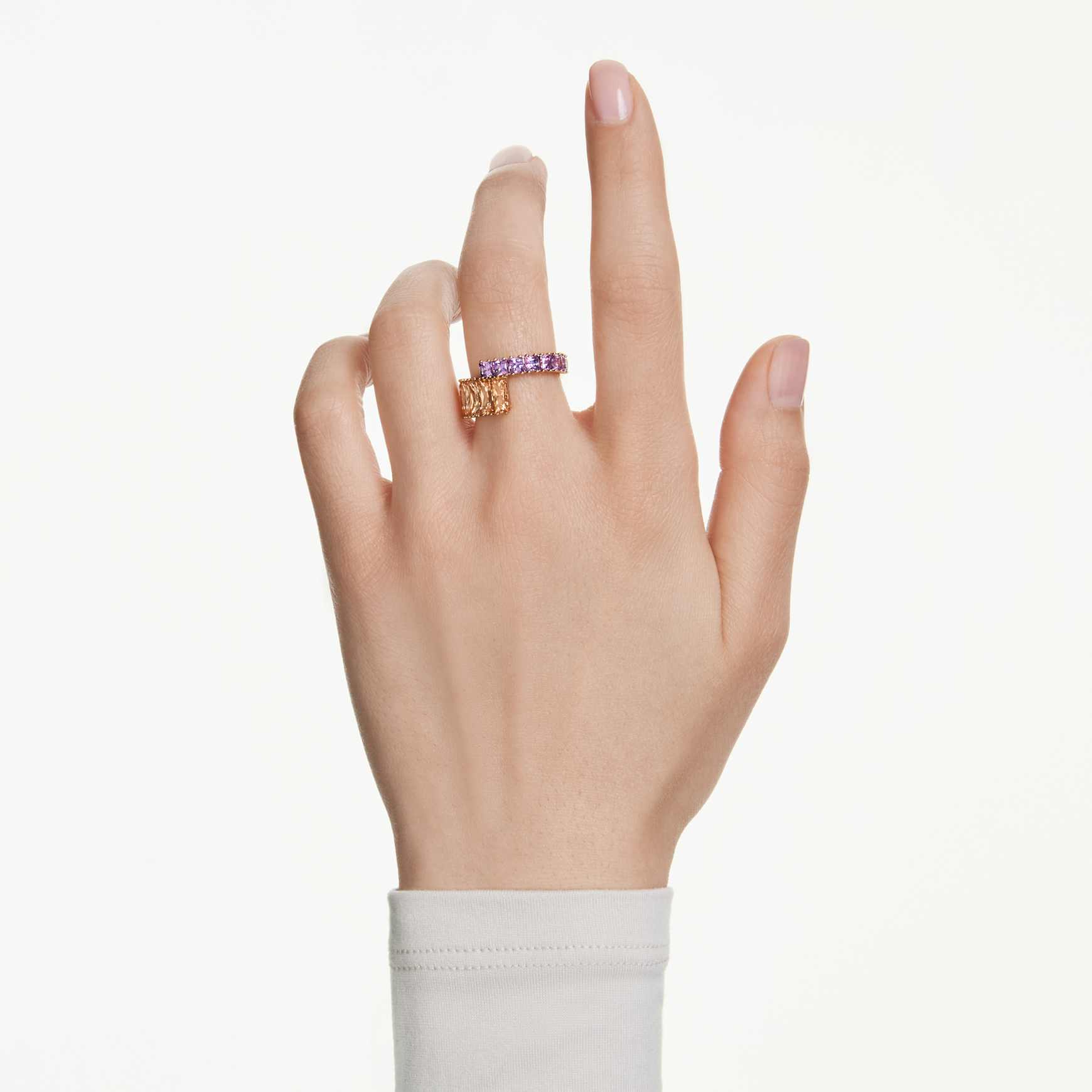 Matrix ring, Mixed cuts, Multicoloured, Gold-tone plated by SWAROVSKI