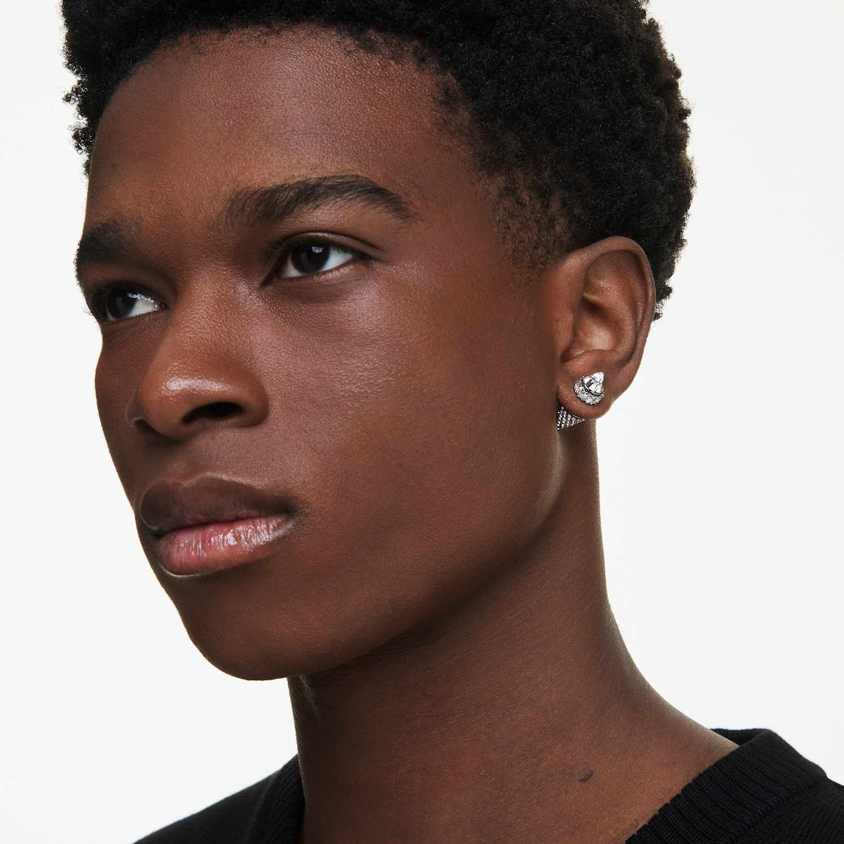 Sublima stud earrings, Spike, White, Ruthenium plated by SWAROVSKI