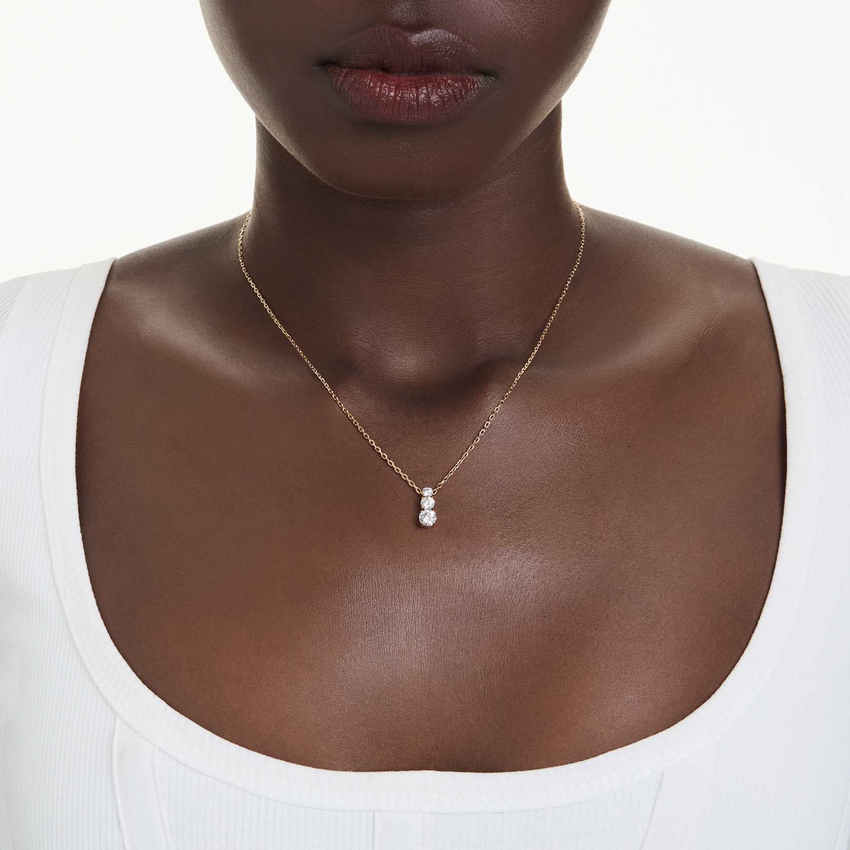 Stilla Attract pendant, Round cut, White, 18K gold finish