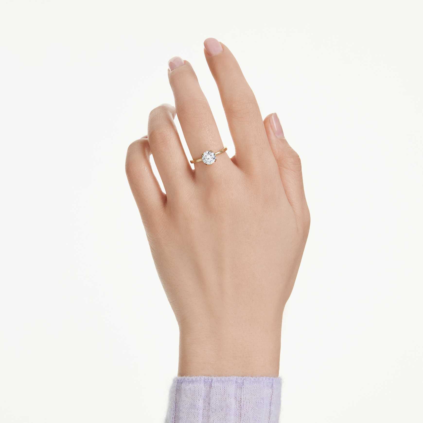 Stilla cocktail ring, Round cut, White, 18K gold finish