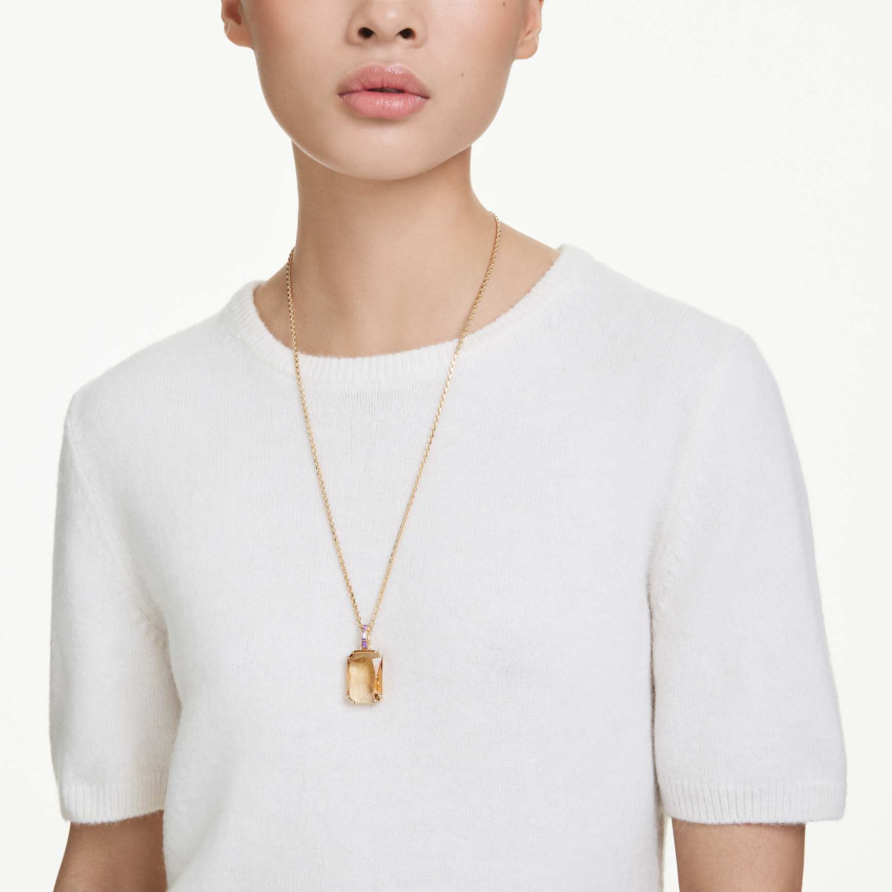 Millenia pendant, Octagon cut, Caramel, Gold-tone plated by SWAROVSKI