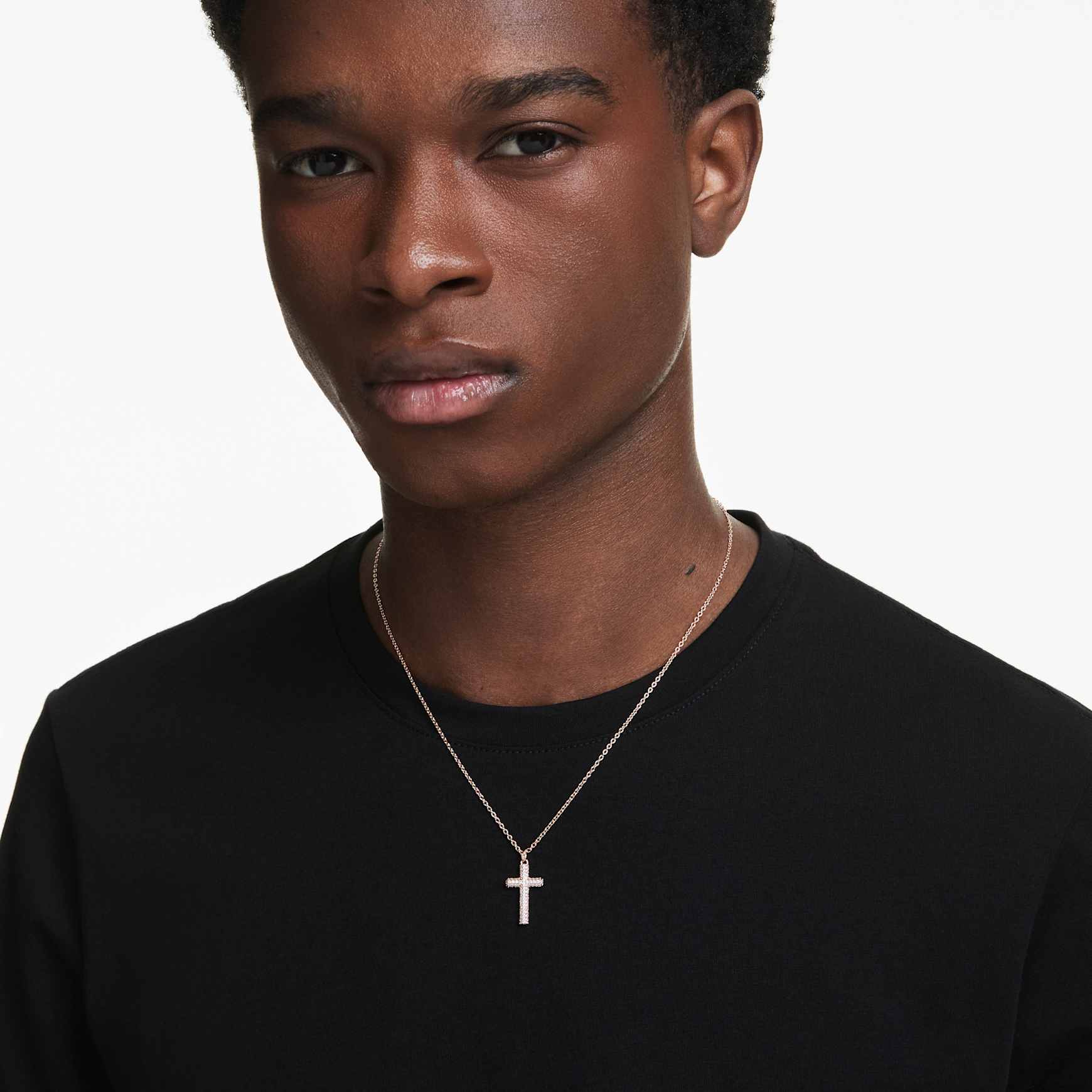 Insigne pendant, Cross, White, 18K rose gold finish