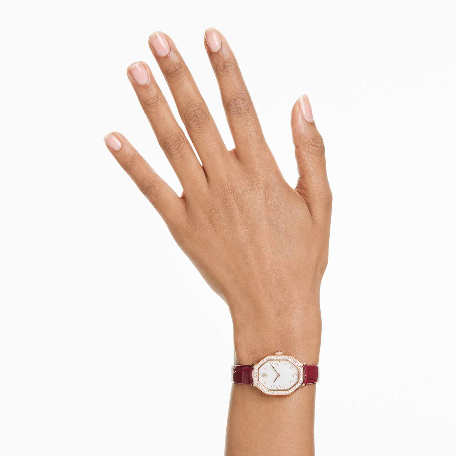 Shop Swarovski Dextera octagon watch, Swiss Made, Leather strap