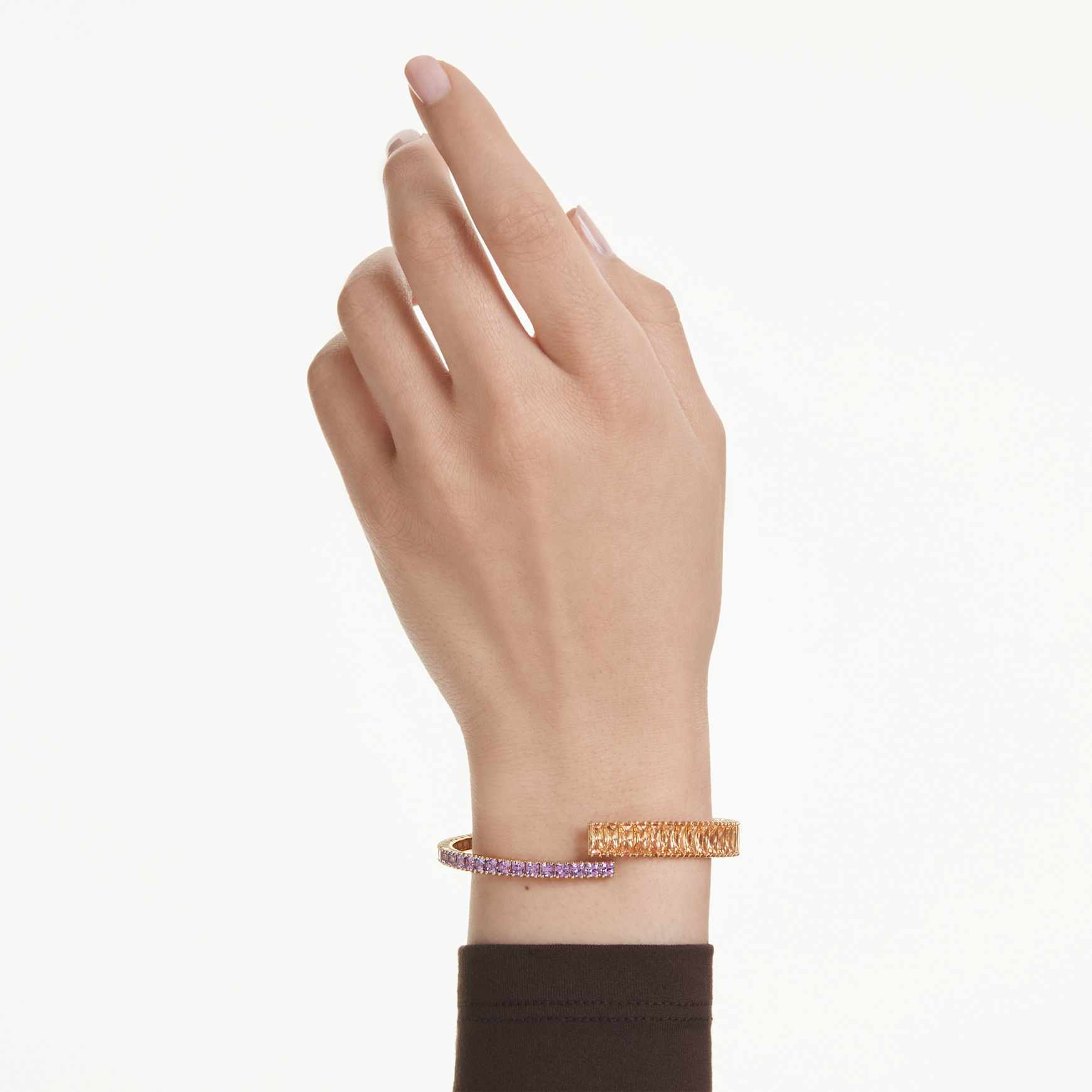 Matrix bangle, Mixed cuts, Multicoloured, Gold-tone plated by SWAROVSKI