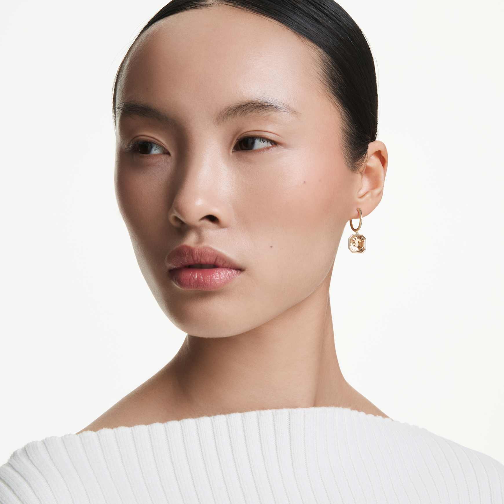 Millenia drop earrings, Square cut, Caramel, Gold-tone plated by SWAROVSKI