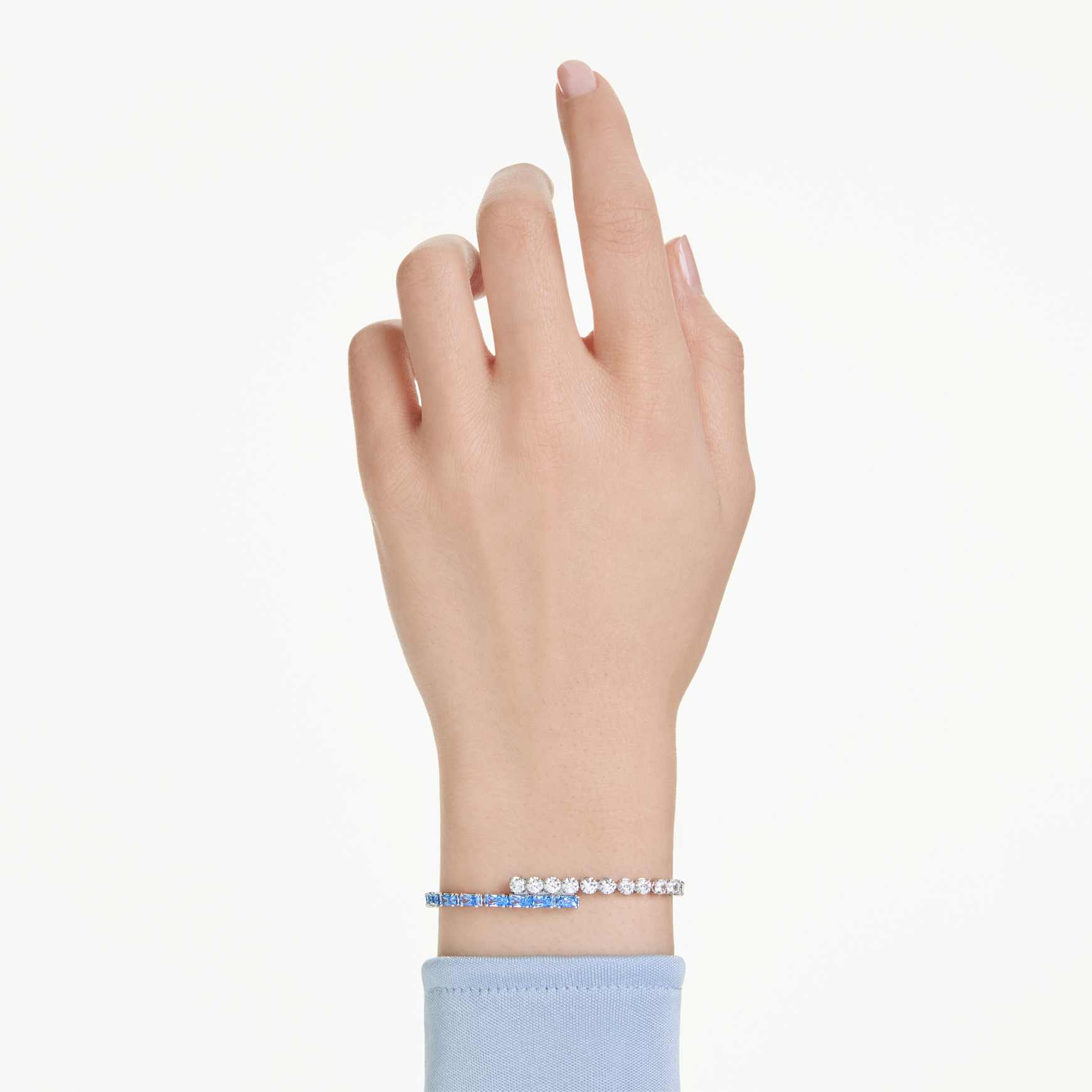 Matrix bracelet, Mixed cuts, Blue, Rhodium plated by SWAROVSKI