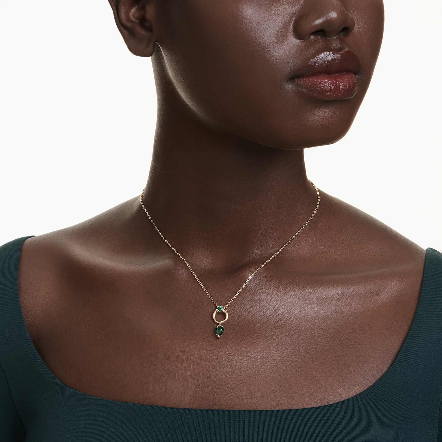 Mesmera pendant, Mixed cuts, Green, 18K gold finish