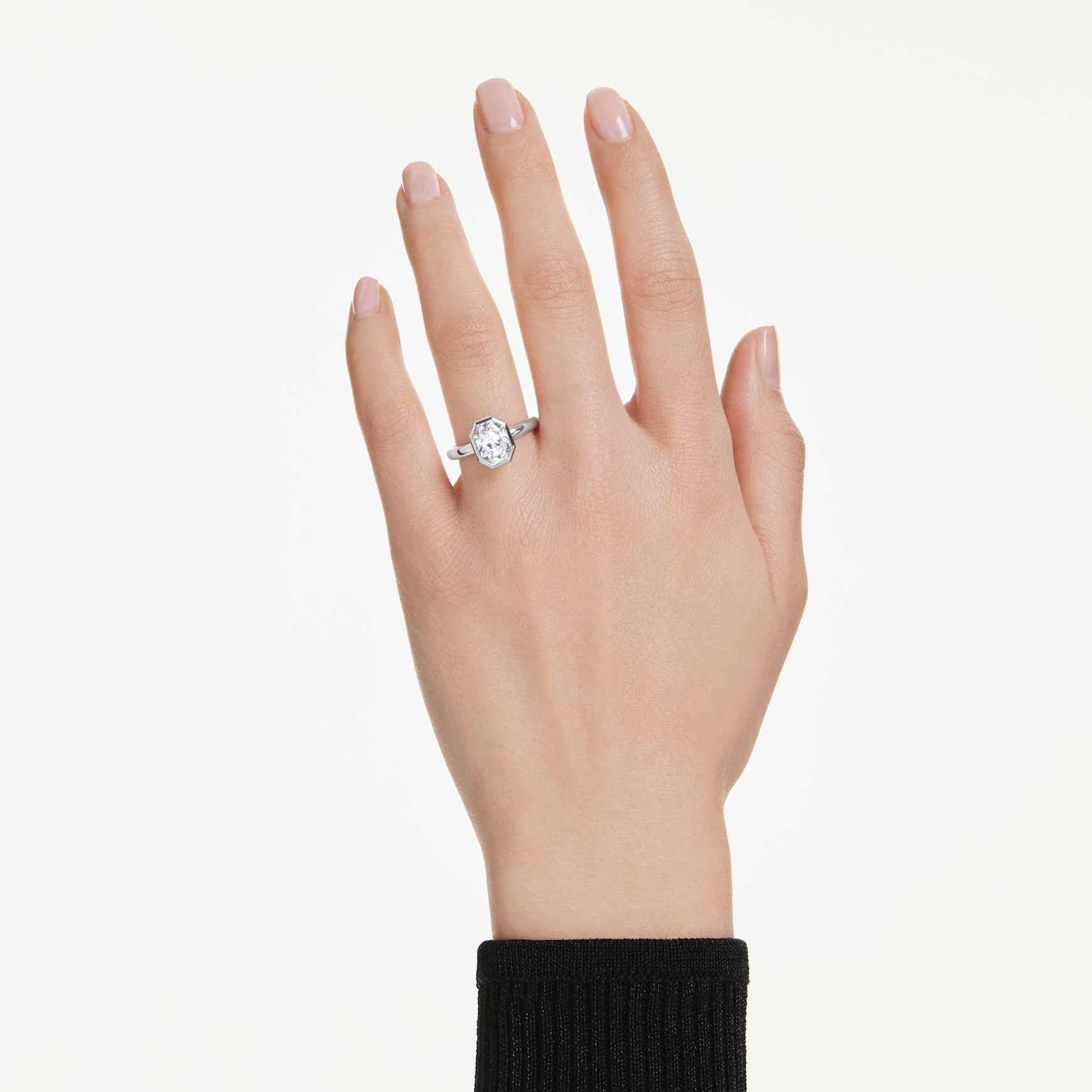 Octagon bezel ring, Lab-grown diamonds 2.0 ct tw, shape, 14K white gold by SWAROVSKI