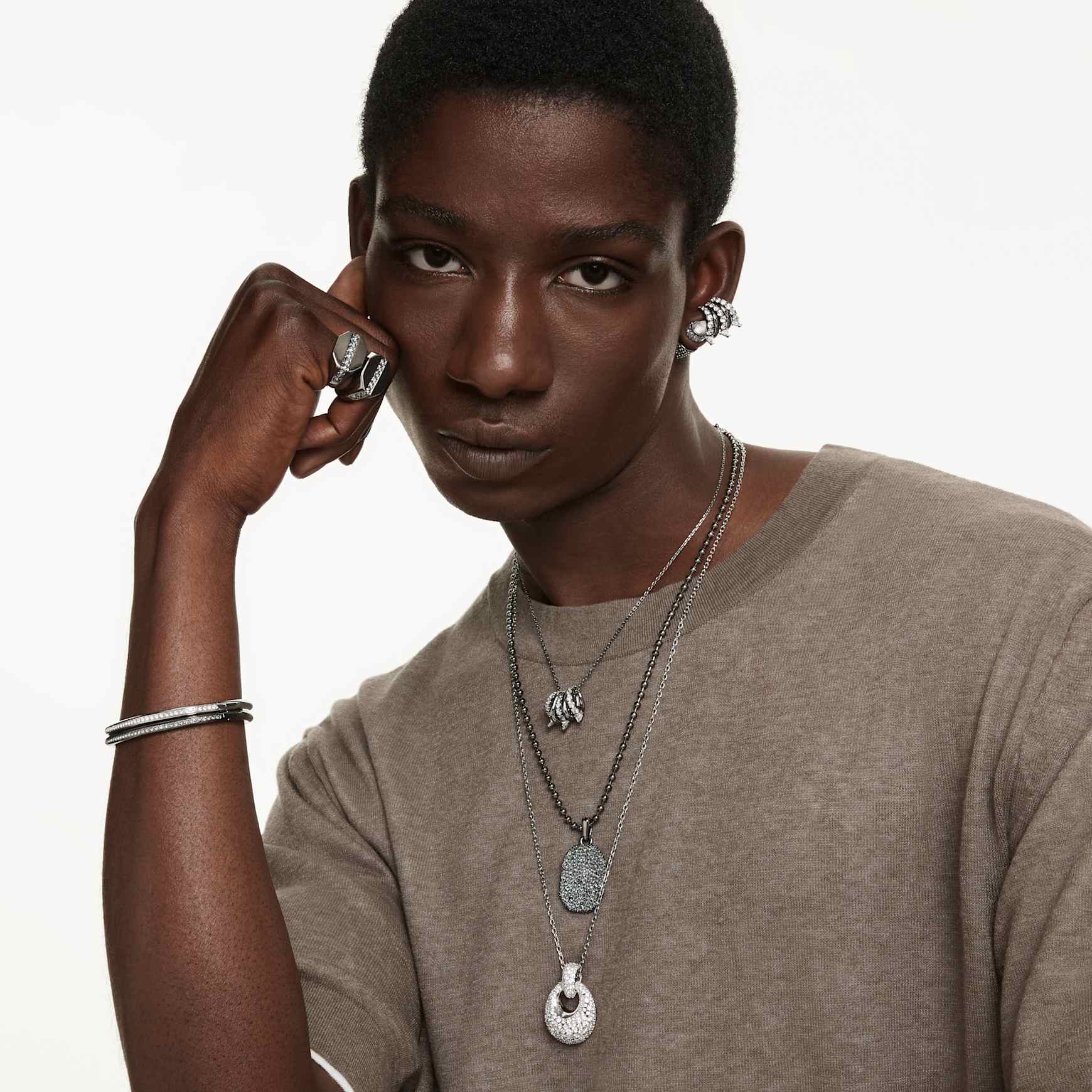 Sublima pendant, White, Rhodium plated by SWAROVSKI