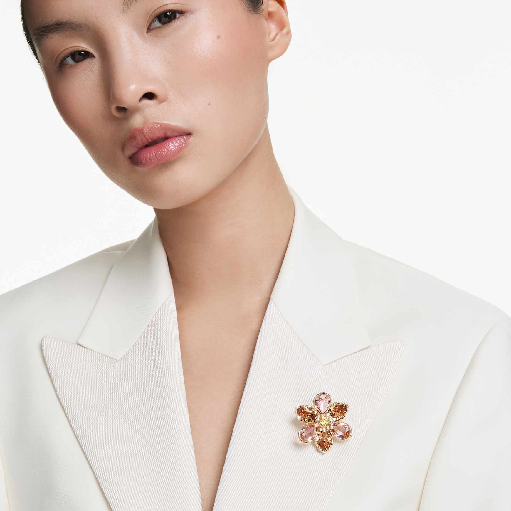 Idyllia pendant and brooch, Mixed cuts, Flower, Multicolored, Gold-tone plated by SWAROVSKI