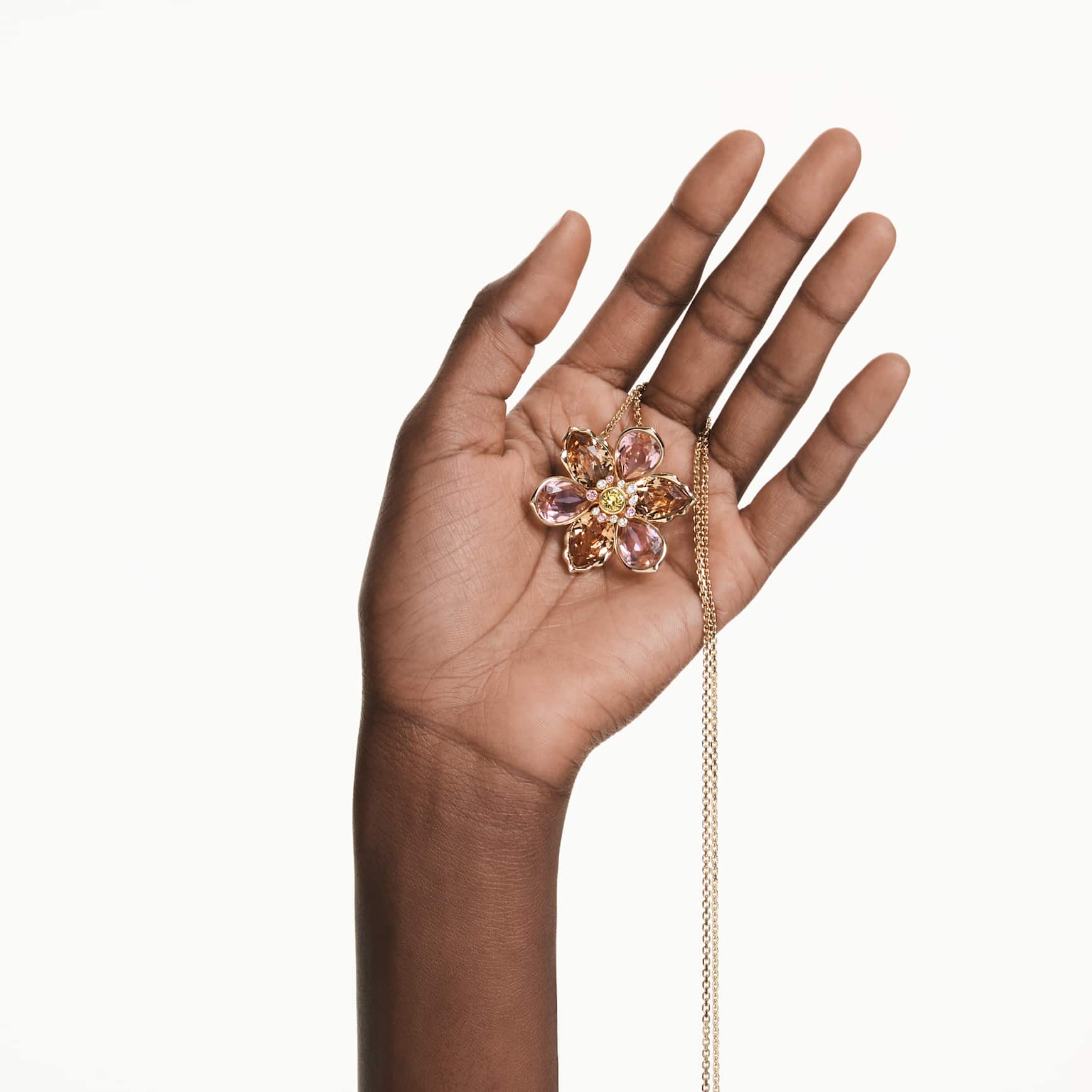 Idyllia pendant and brooch, Mixed cuts, Flower, Multicolored, Gold-tone plated by SWAROVSKI