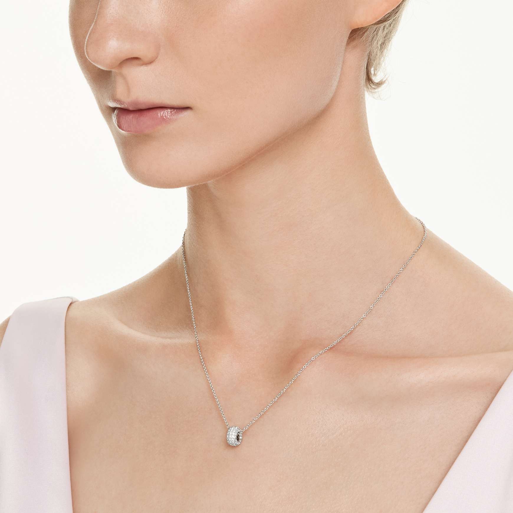 Dextera pendant, White, Rhodium plated by SWAROVSKI