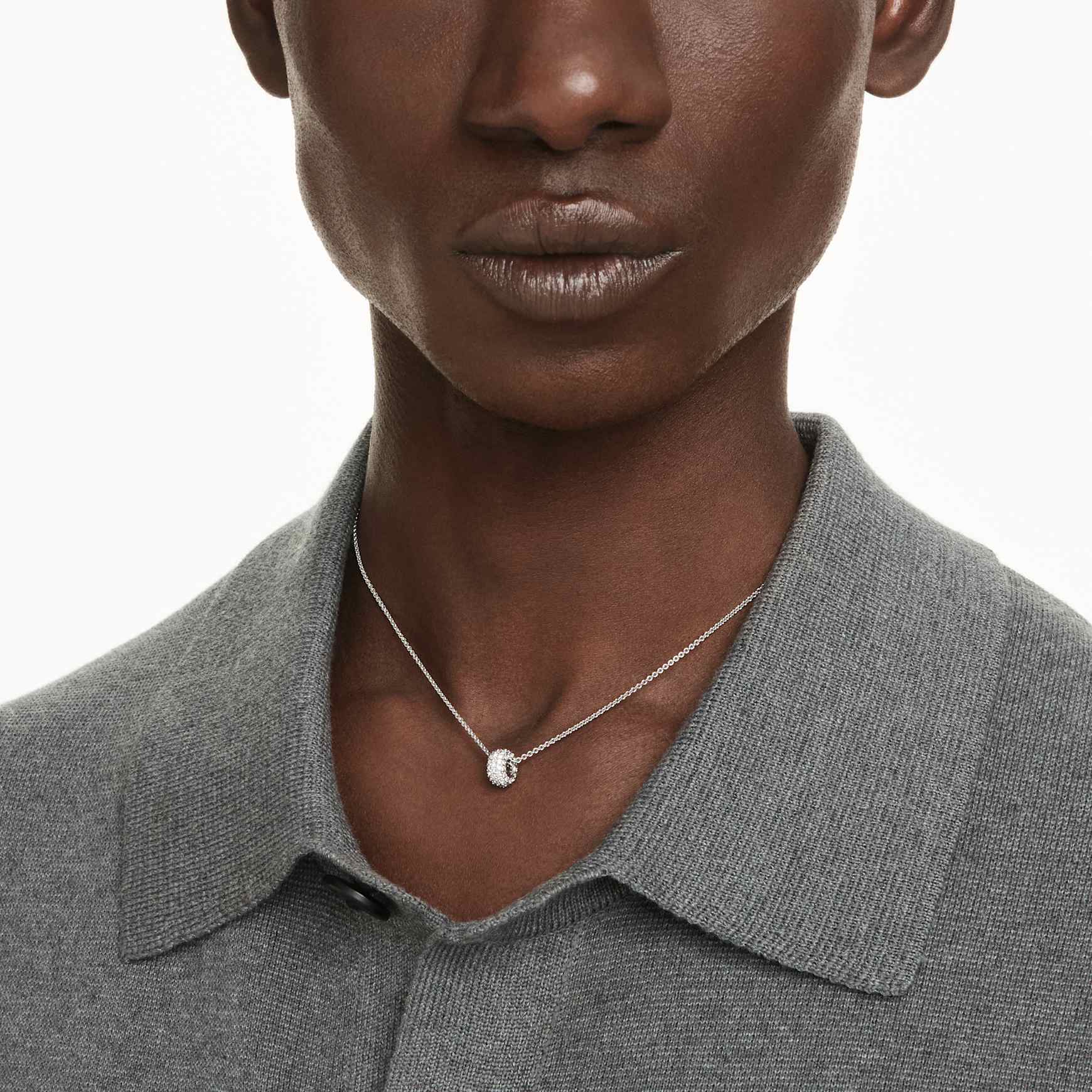 Dextera pendant, White, Rhodium plated by SWAROVSKI