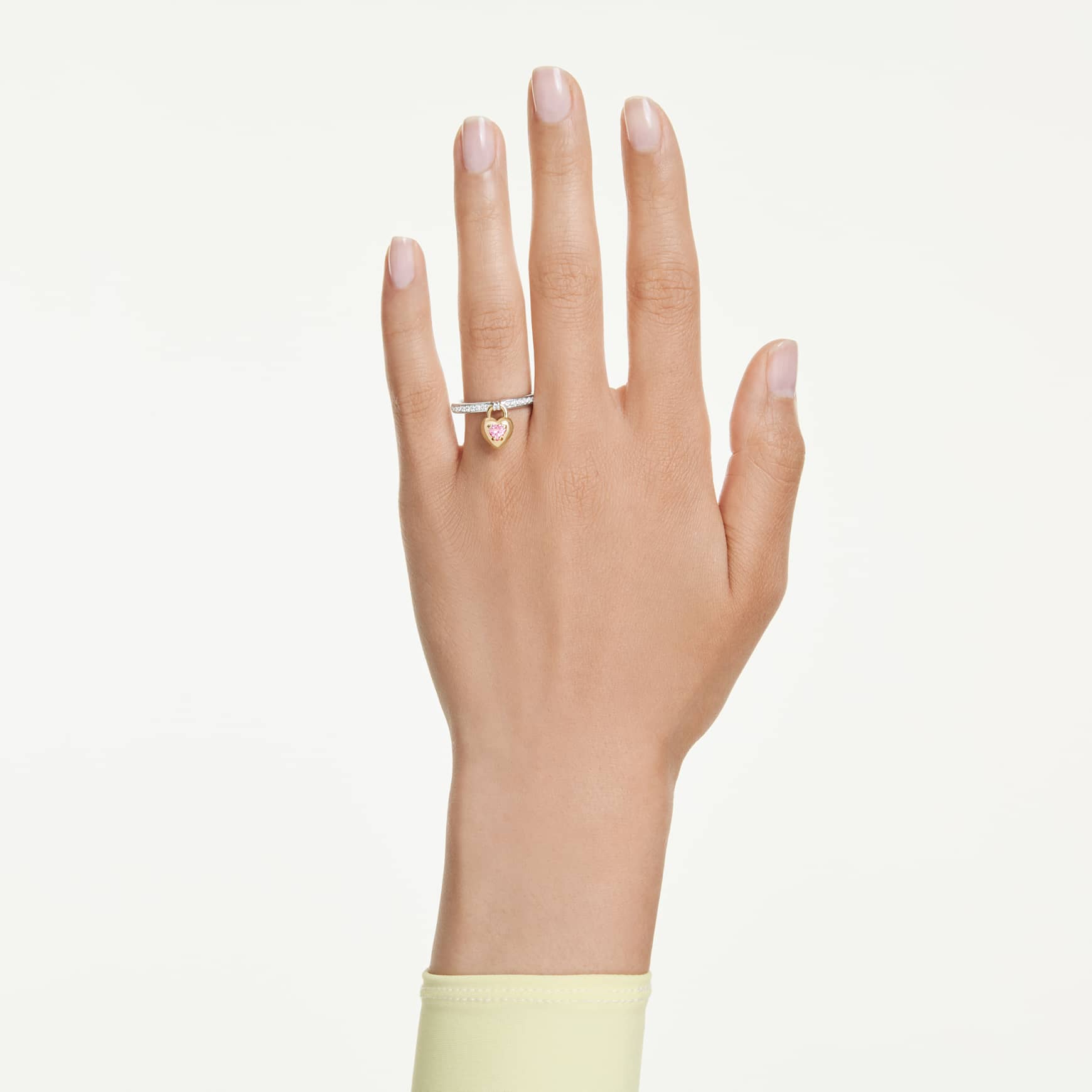 Idyllia motif ring, Mixed cuts, Heart, Pink, metal finish by SWAROVSKI