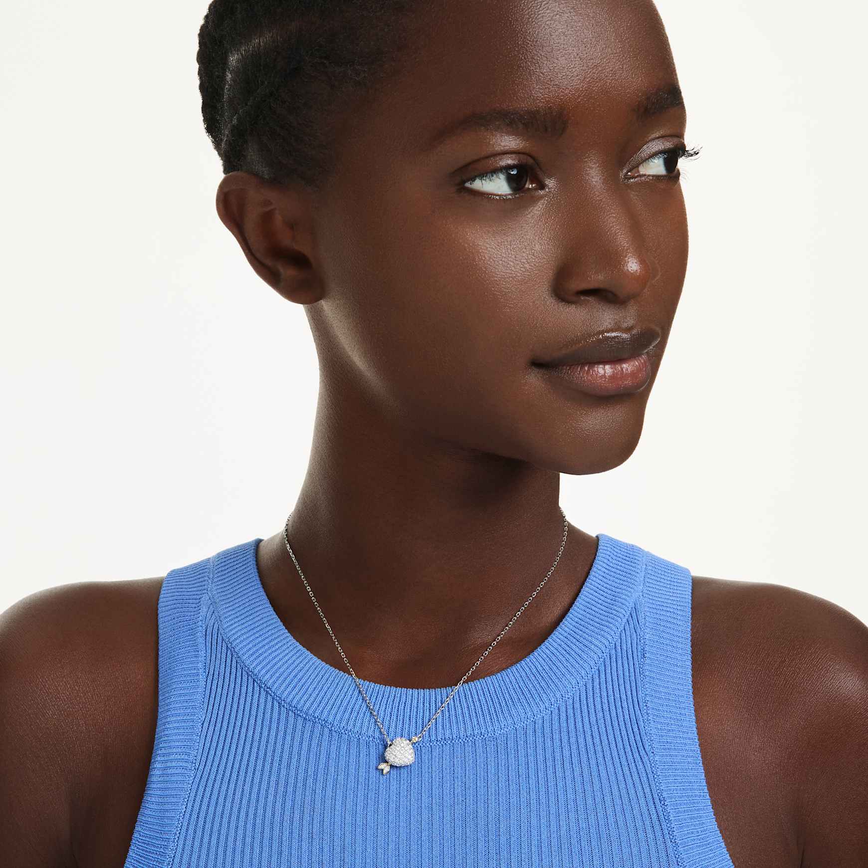 Idyllia pendant, Mixed cuts, Heart, White, Mixed metal finish by SWAROVSKI