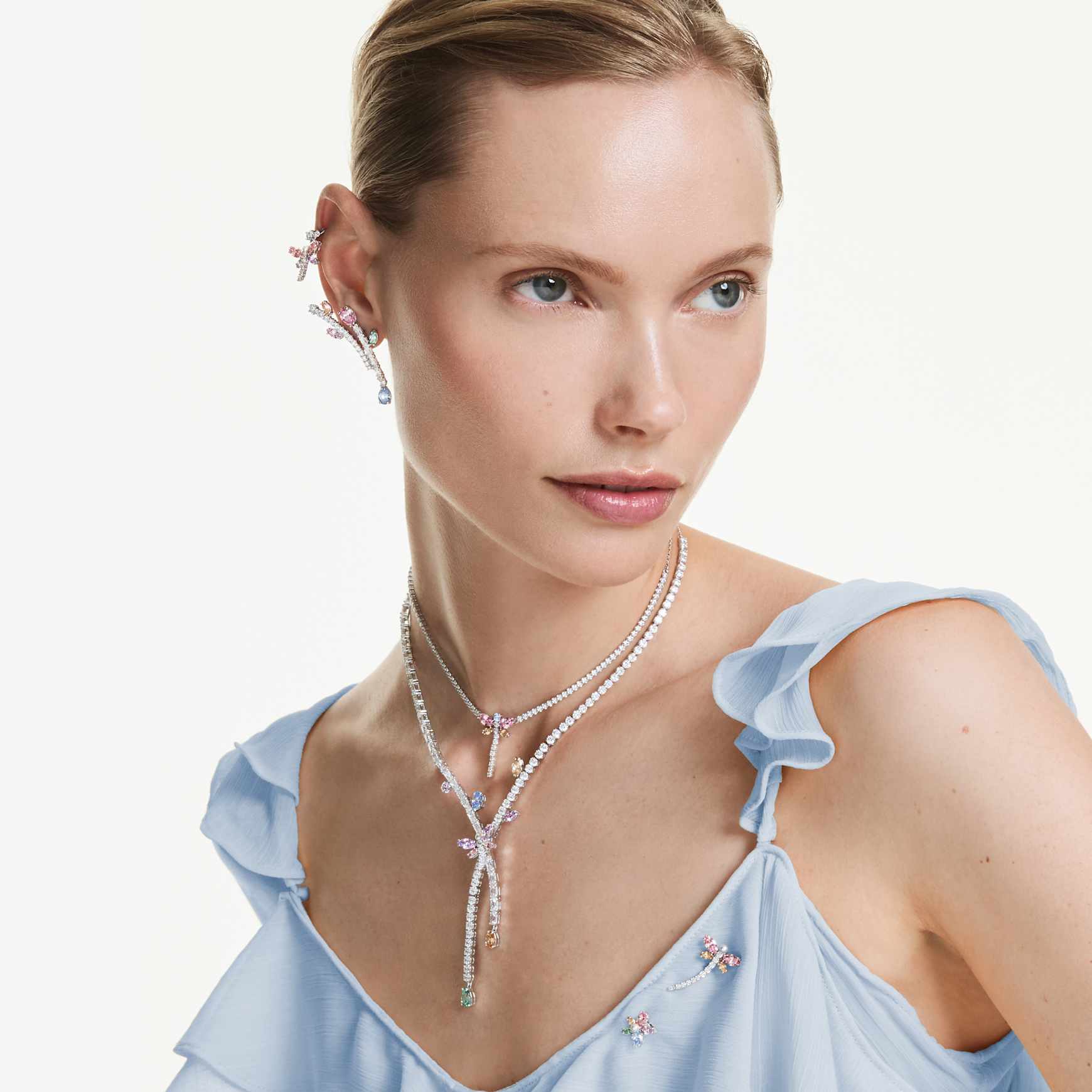 Ariana Grande x Swarovski brooch, Mixed cuts, Dragonfly, Multicoloured, Rhodium plated by SWAROVSKI