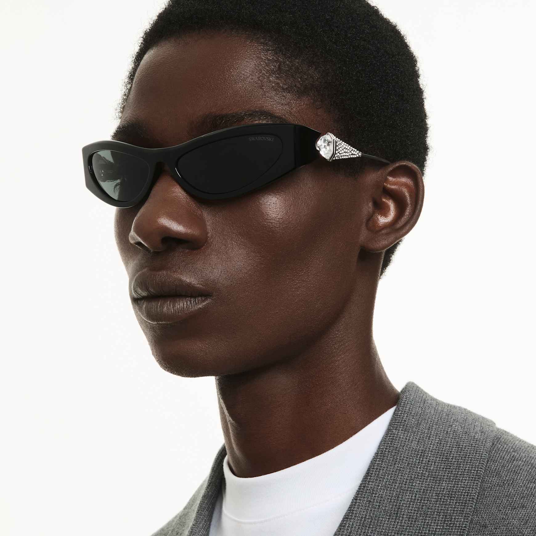 Sunglasses, Cat-eye shape, SK6046, Black by SWAROVSKI