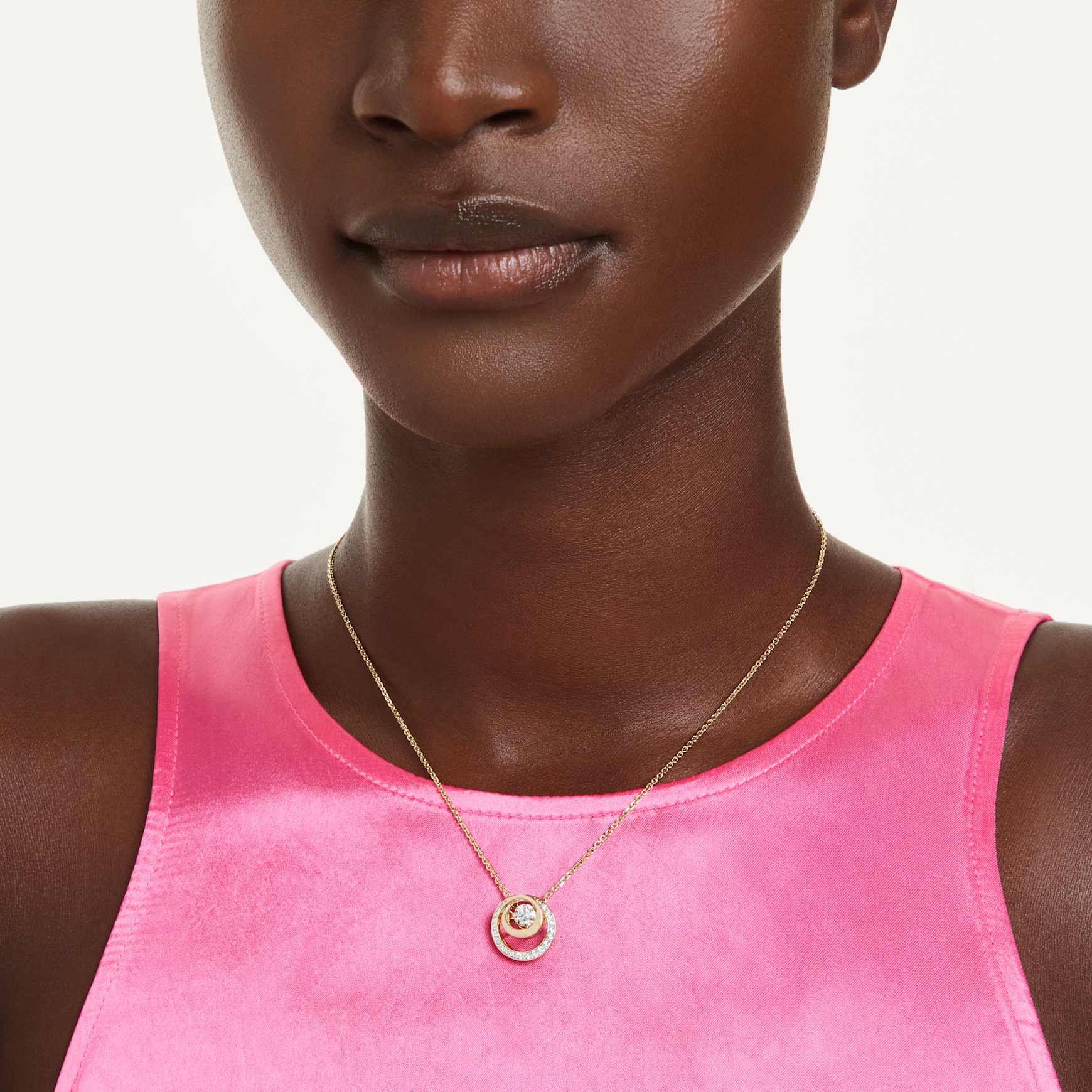 Hyperbola pendant, Round cut, White, Gold-tone plated by SWAROVSKI