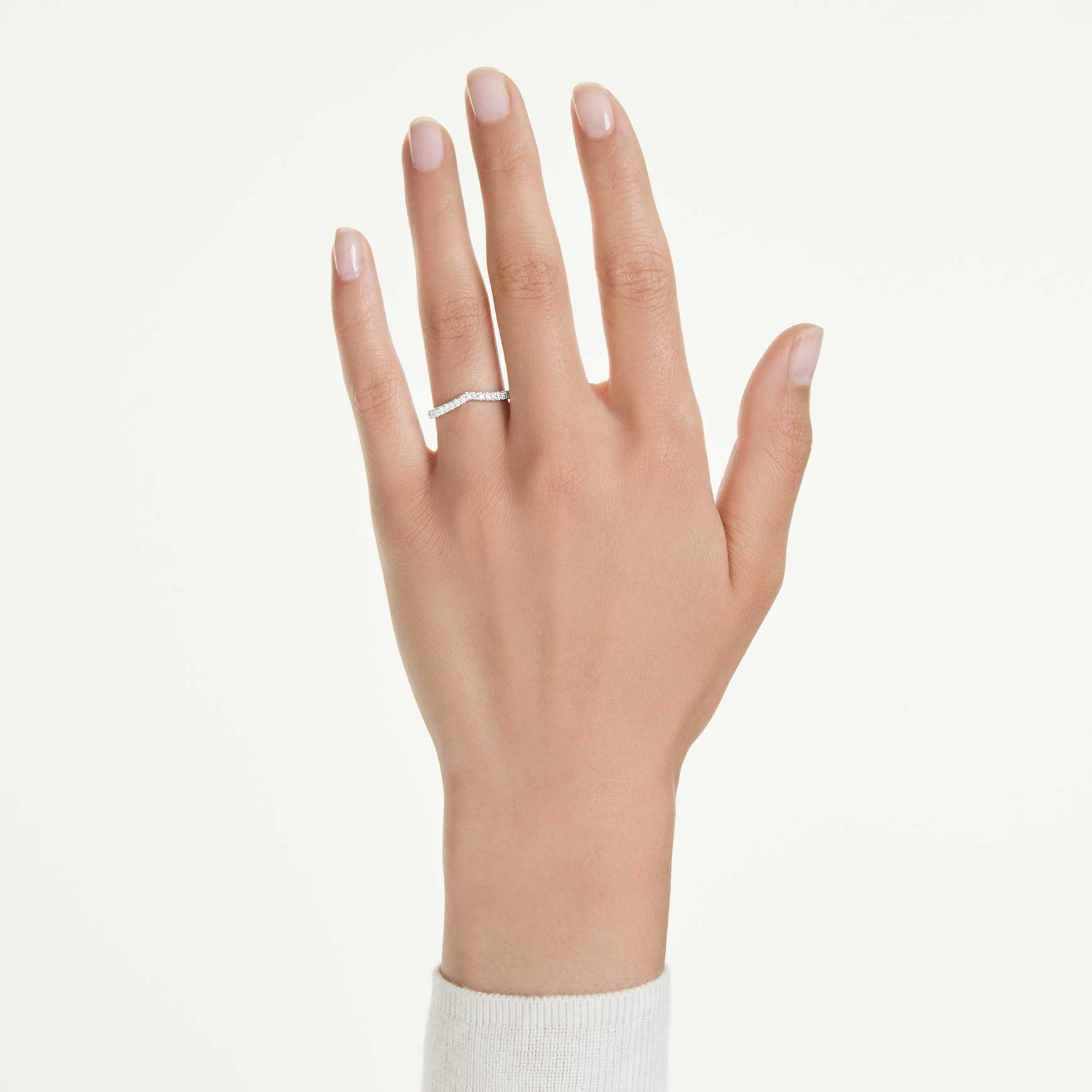 Eternity V band ring, Lab-grown diamonds 0.25 ct tw, Round shape, 14K white gold by SWAROVSKI