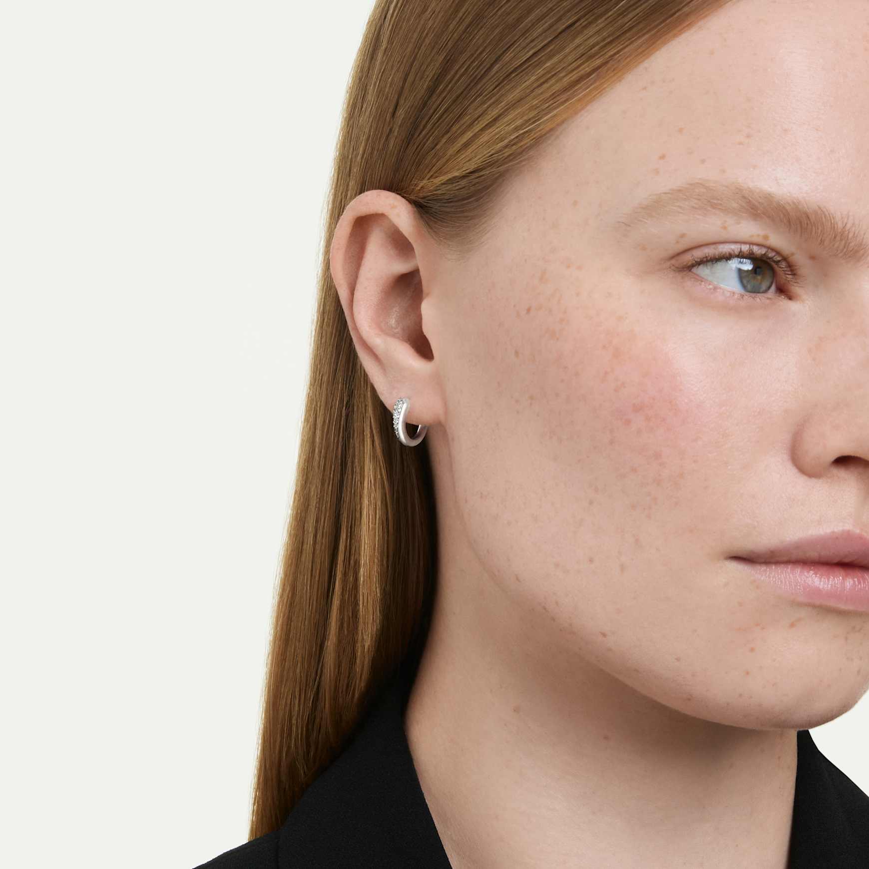 Classica drop and hoop earrings, Round cut, White, Sterling silver