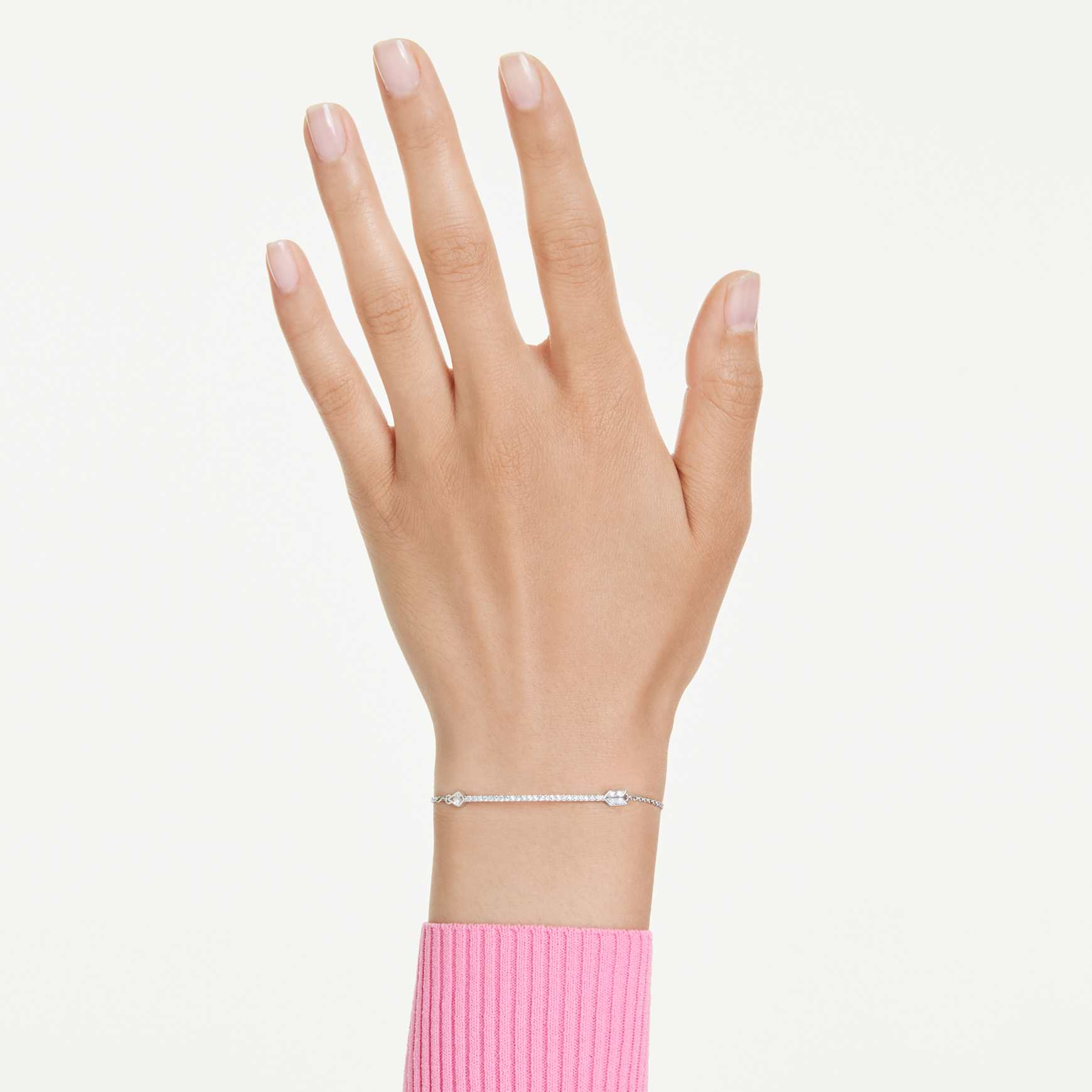 Idyllia bracelet, Mixed cuts, Arrow, White, Rhodium plated by SWAROVSKI