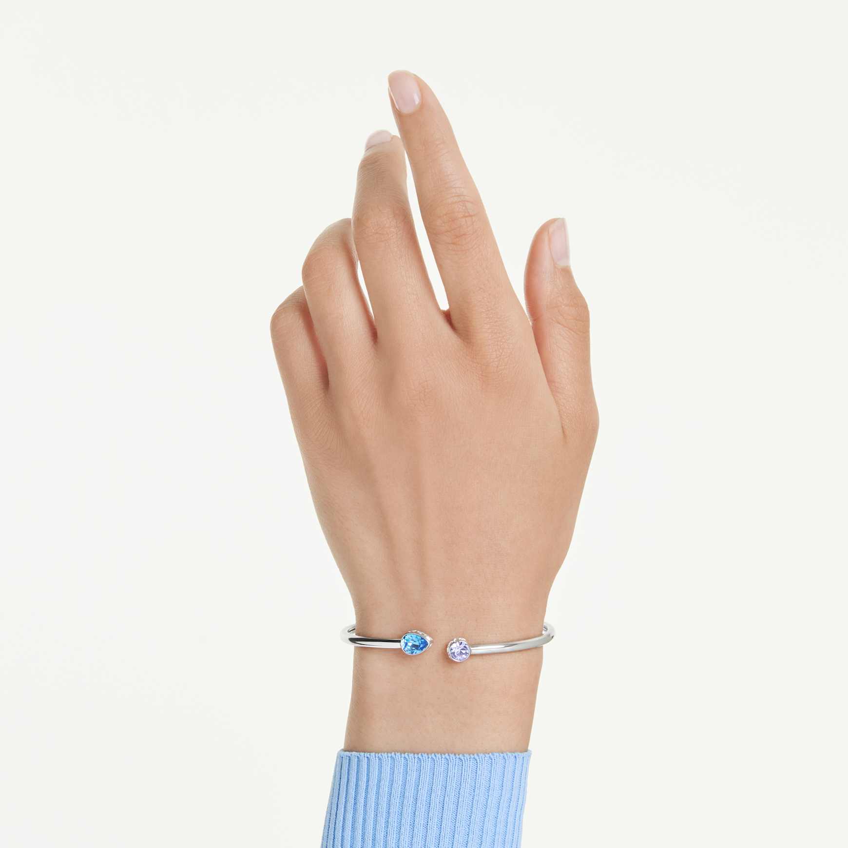 Chroma bangle, Mixed cuts, Multicoloured, Rhodium plated by SWAROVSKI