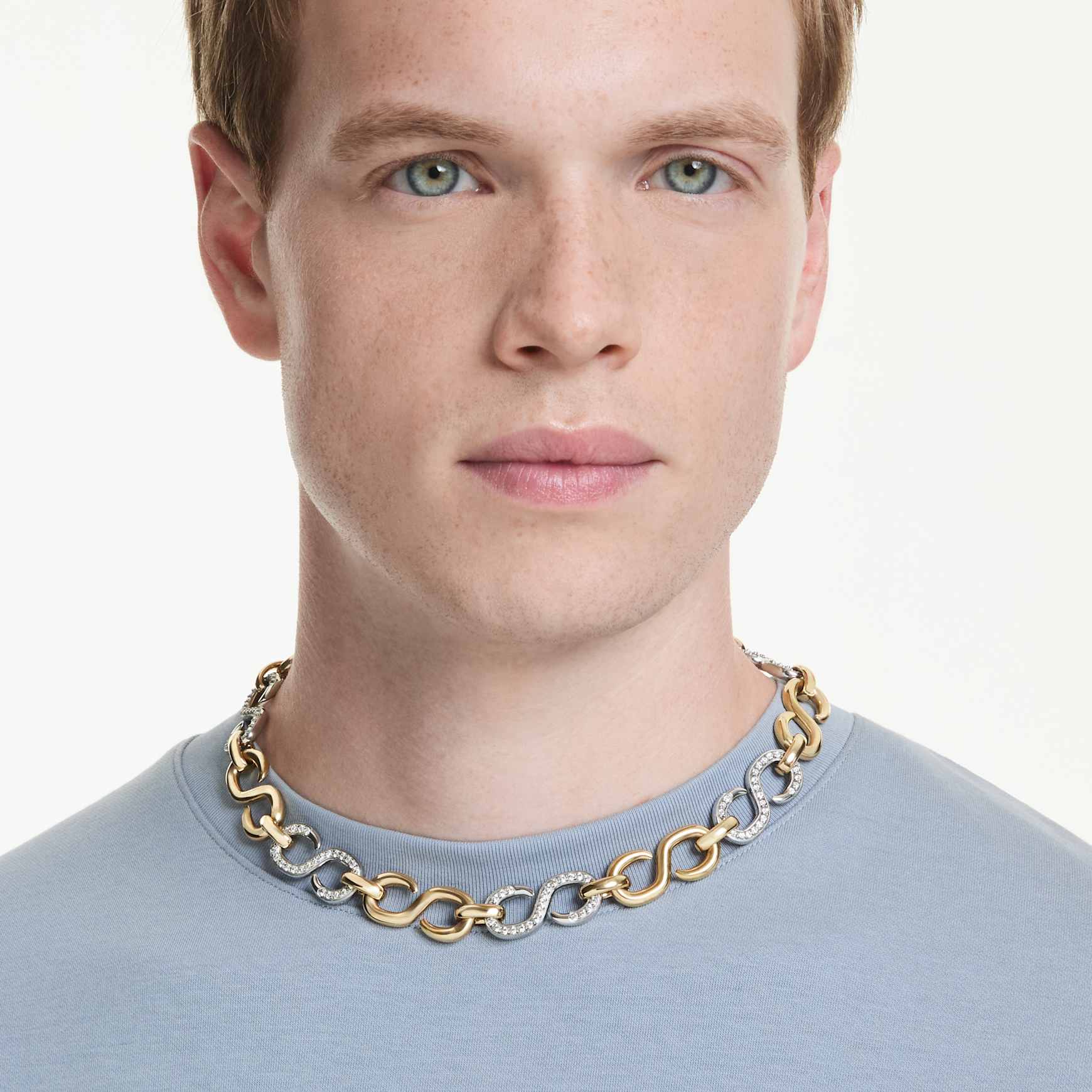 Dextera necklace, Round cut, Chain, White, Mixed metal finish by SWAROVSKI