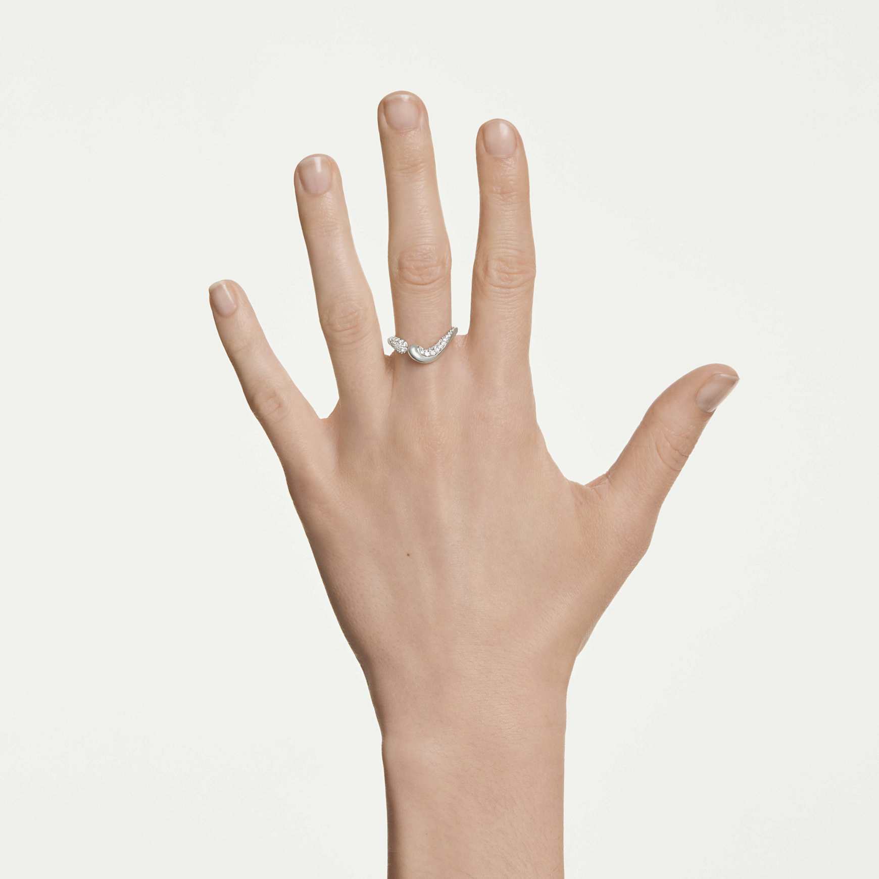 Classica open ring, Round cut, White, Sterling silver