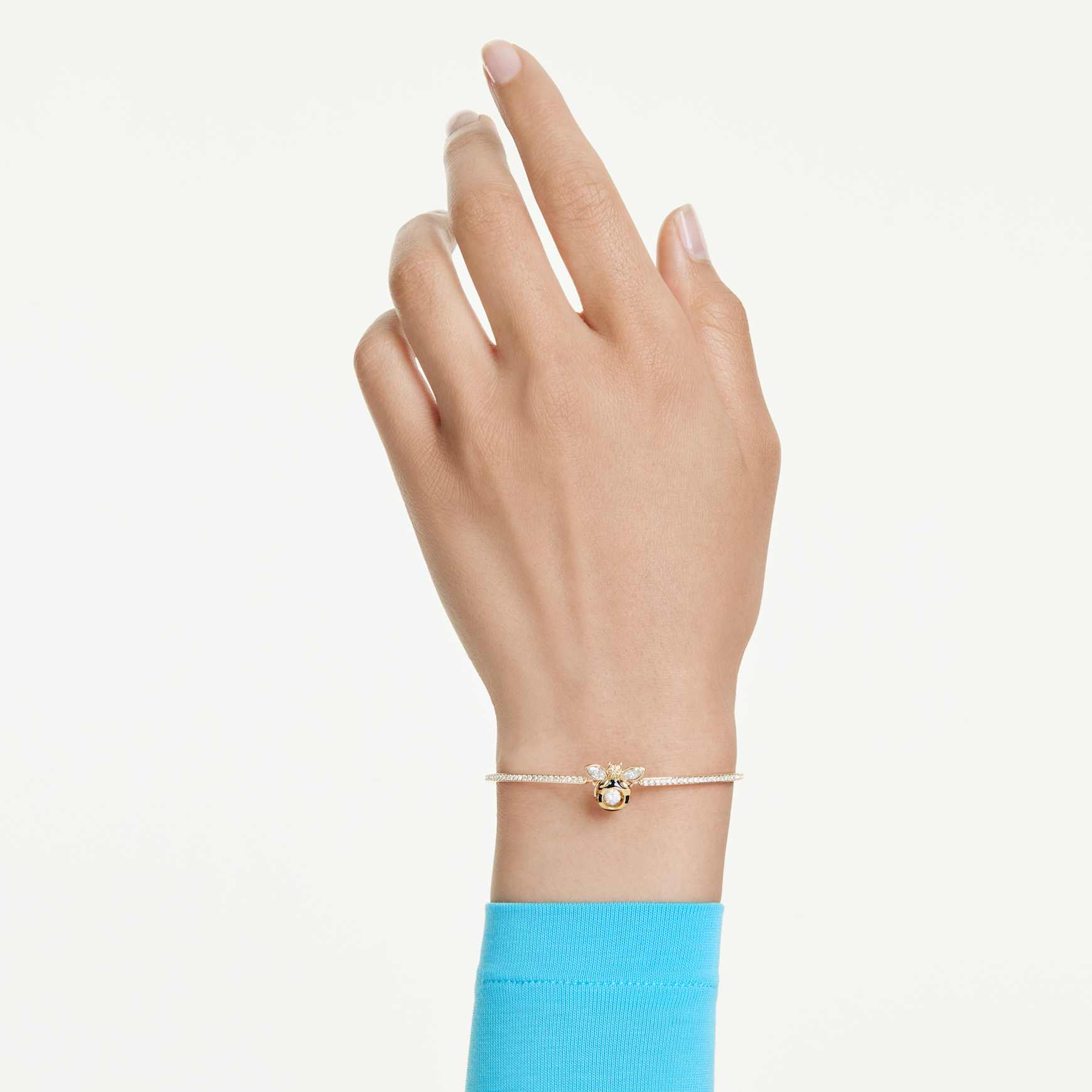 Idyllia bangle, Mixed cuts, Bee, Multicoloured, Gold-tone plated by SWAROVSKI