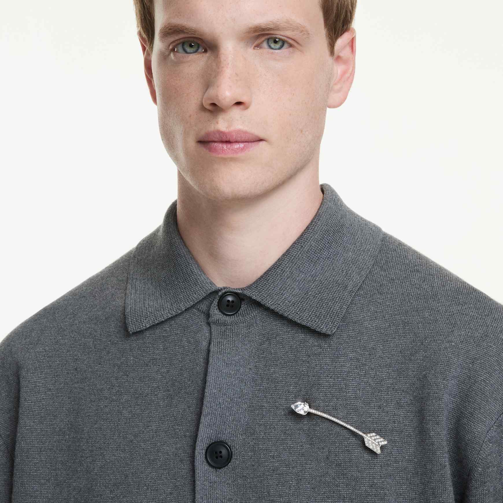 Idyllia brooch, Mixed cuts, Arrow, White, Rhodium plated by SWAROVSKI