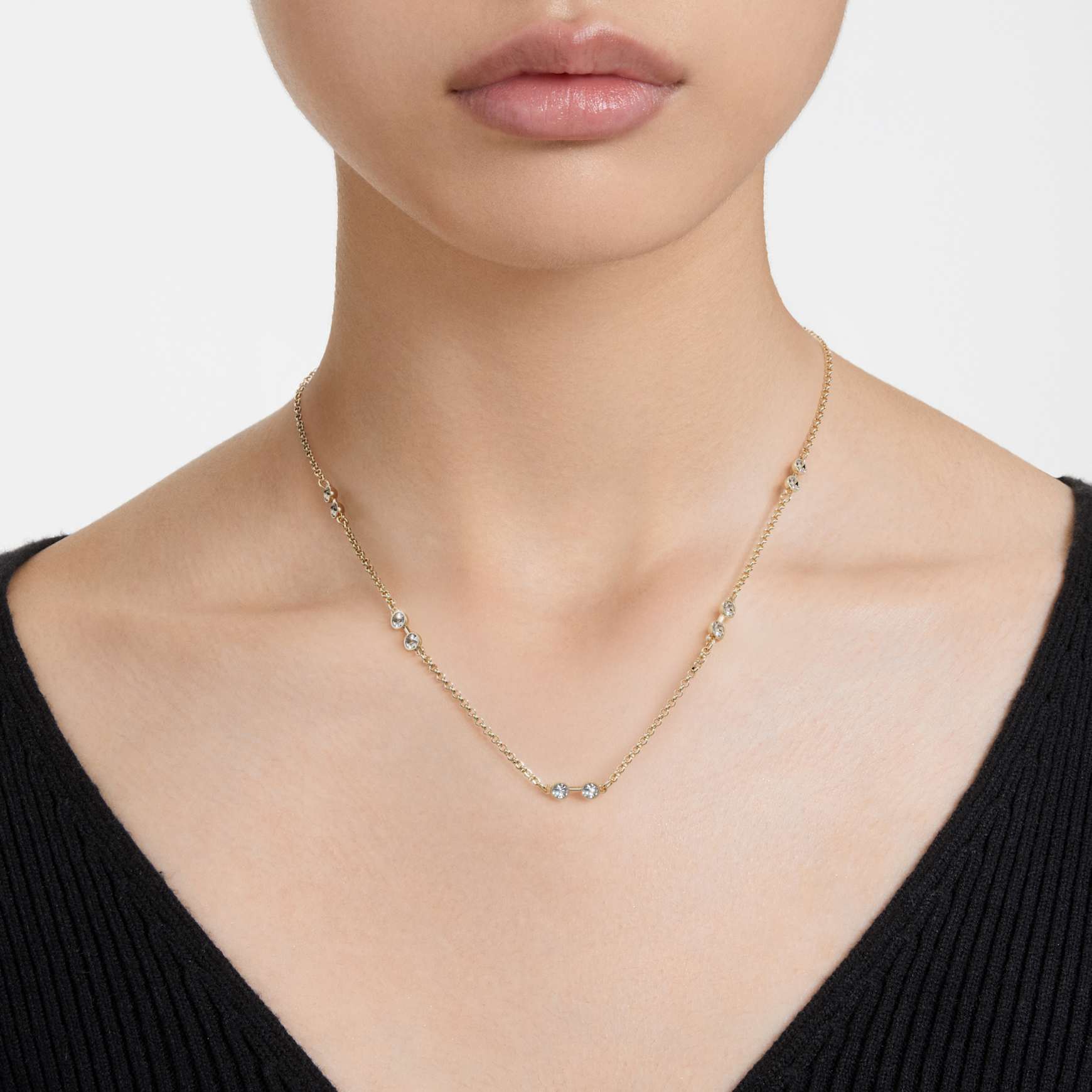 Swarovski Remix necklace, Round cut, White, 18K gold finish