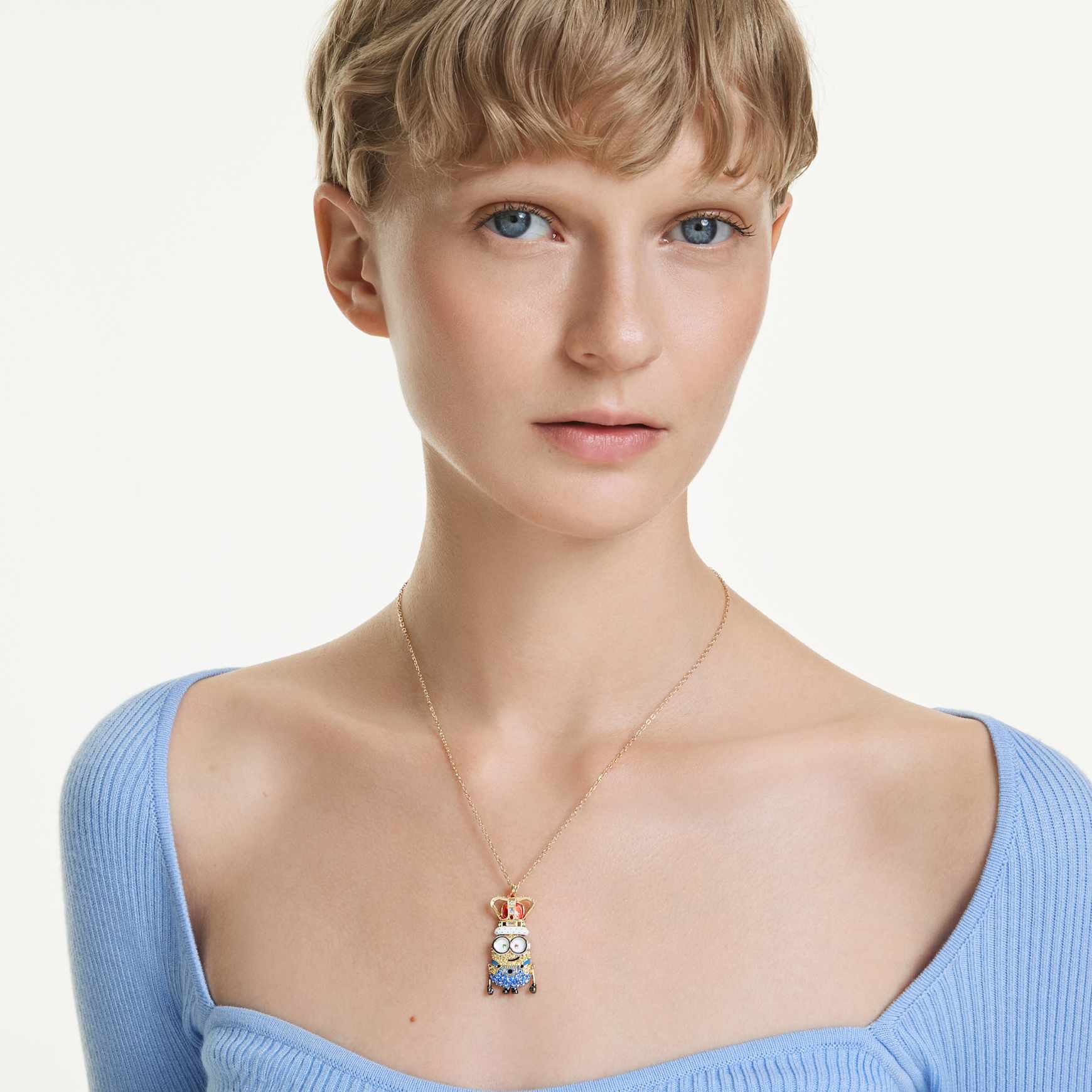 Minions King Bob pendant, Pavé, Multicoloured, Gold-tone plated