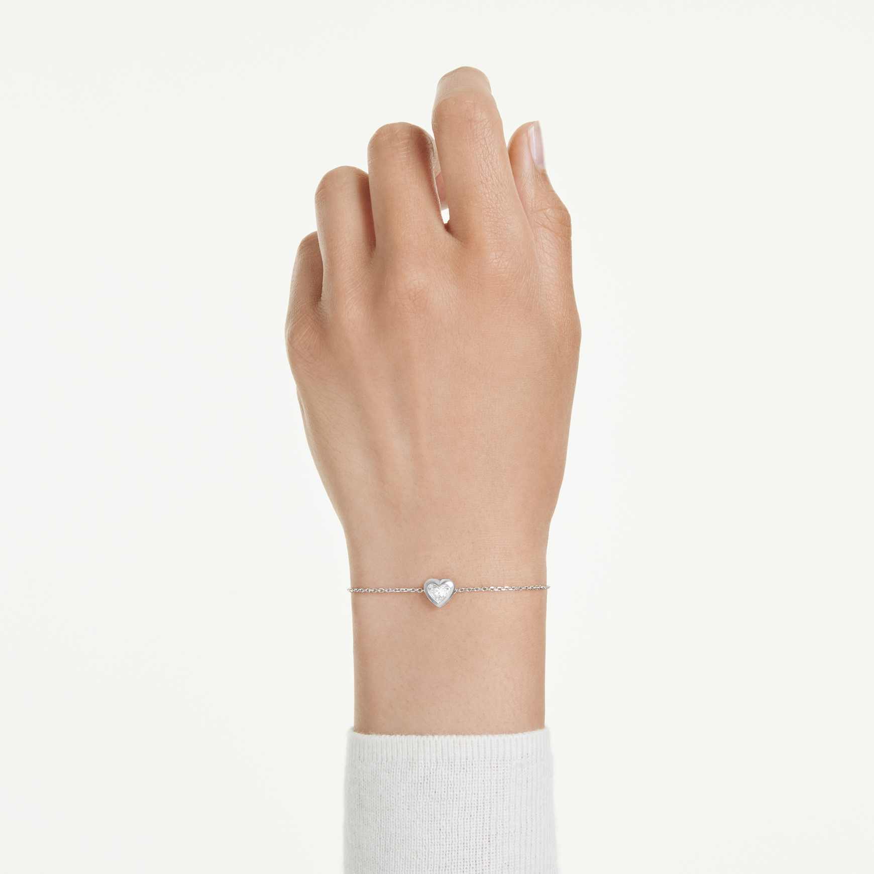 Eternity bracelet, Lab-grown diamonds 0.5 ct tw, Heart shape, Sterling silver by SWAROVSKI