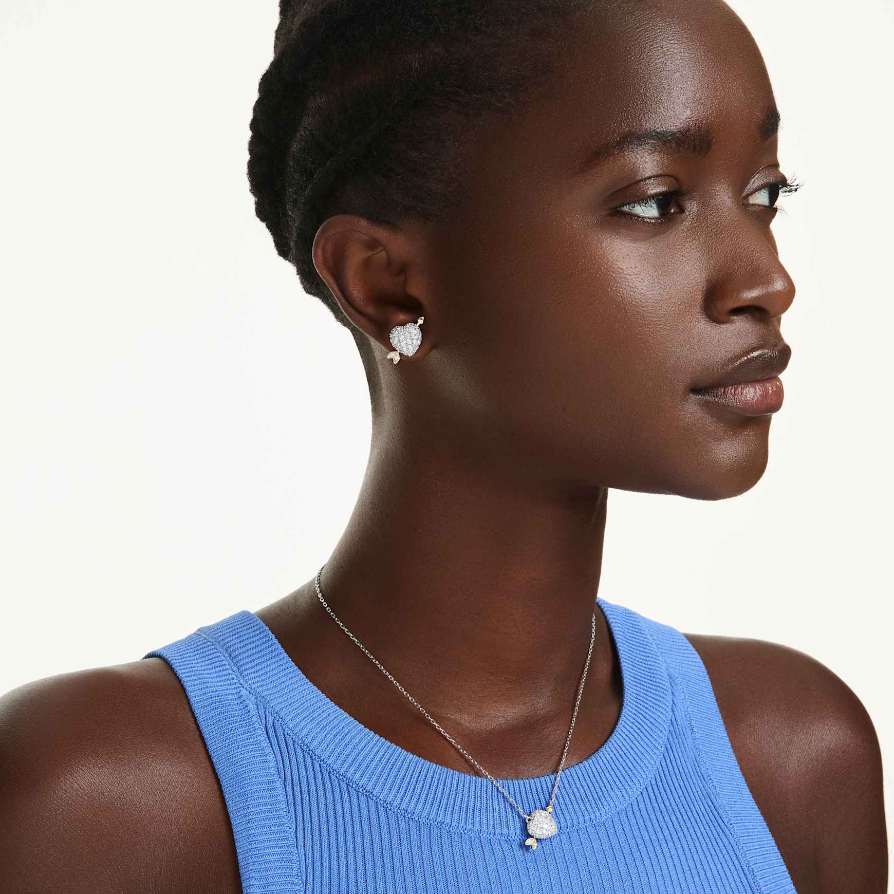 Idyllia set, Mixed cuts, Heart with arrow, White, Rose gold-tone plated by SWAROVSKI