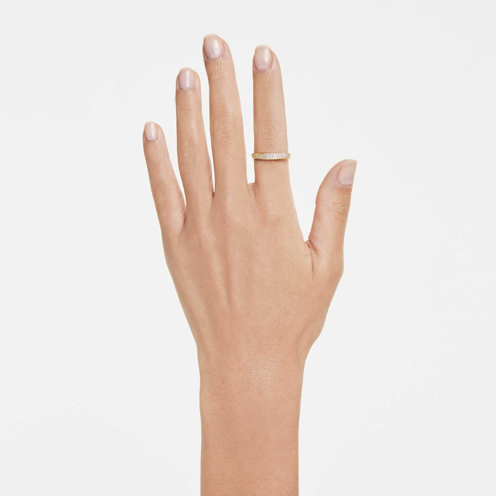 Swarovski Classica band ring, Round cut, White, Sterling silver, 18K gold finish