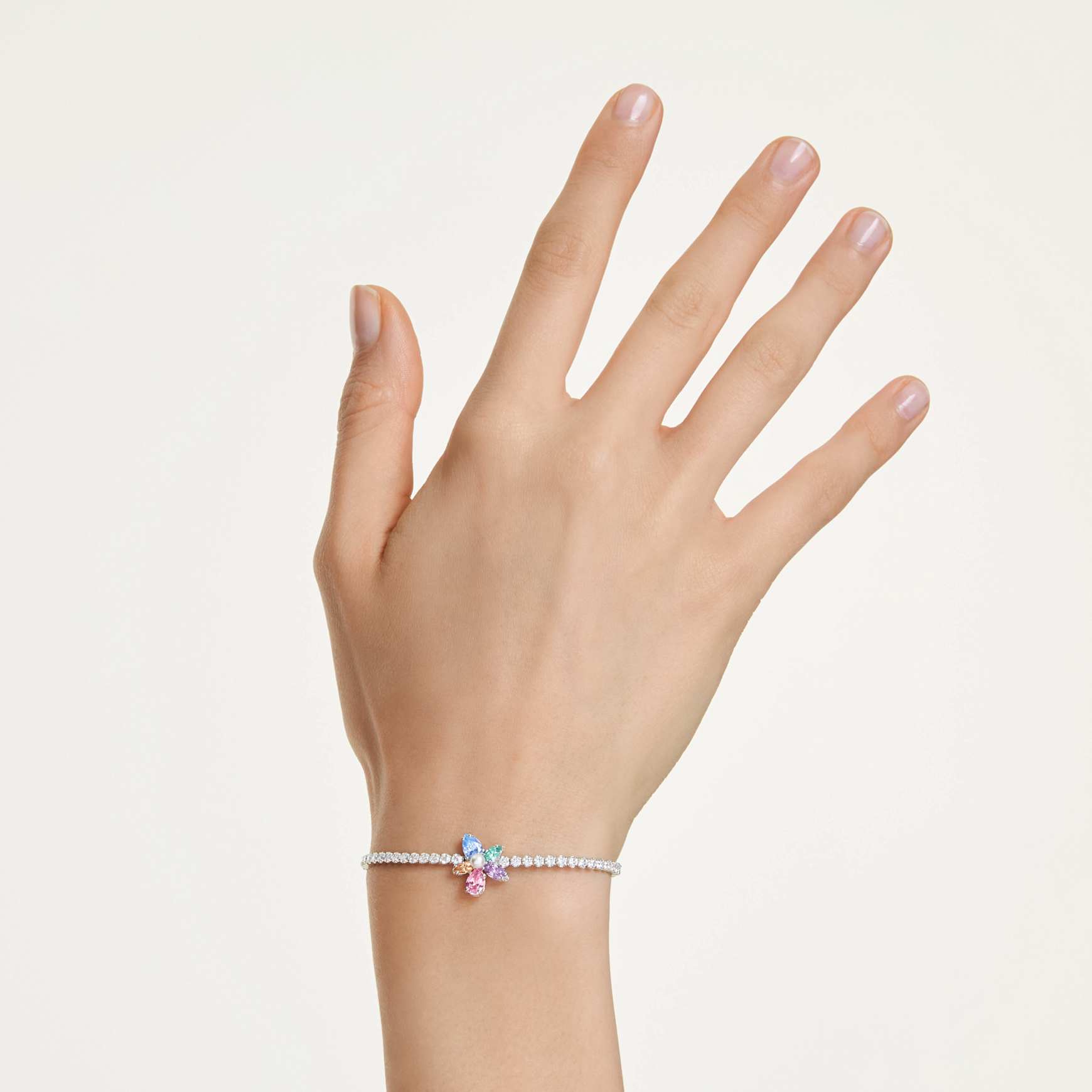 Ariana Grande x Swarovski bracelet, Mixed cuts, Flower, Multicoloured, Rhodium plated by SWAROVSKI