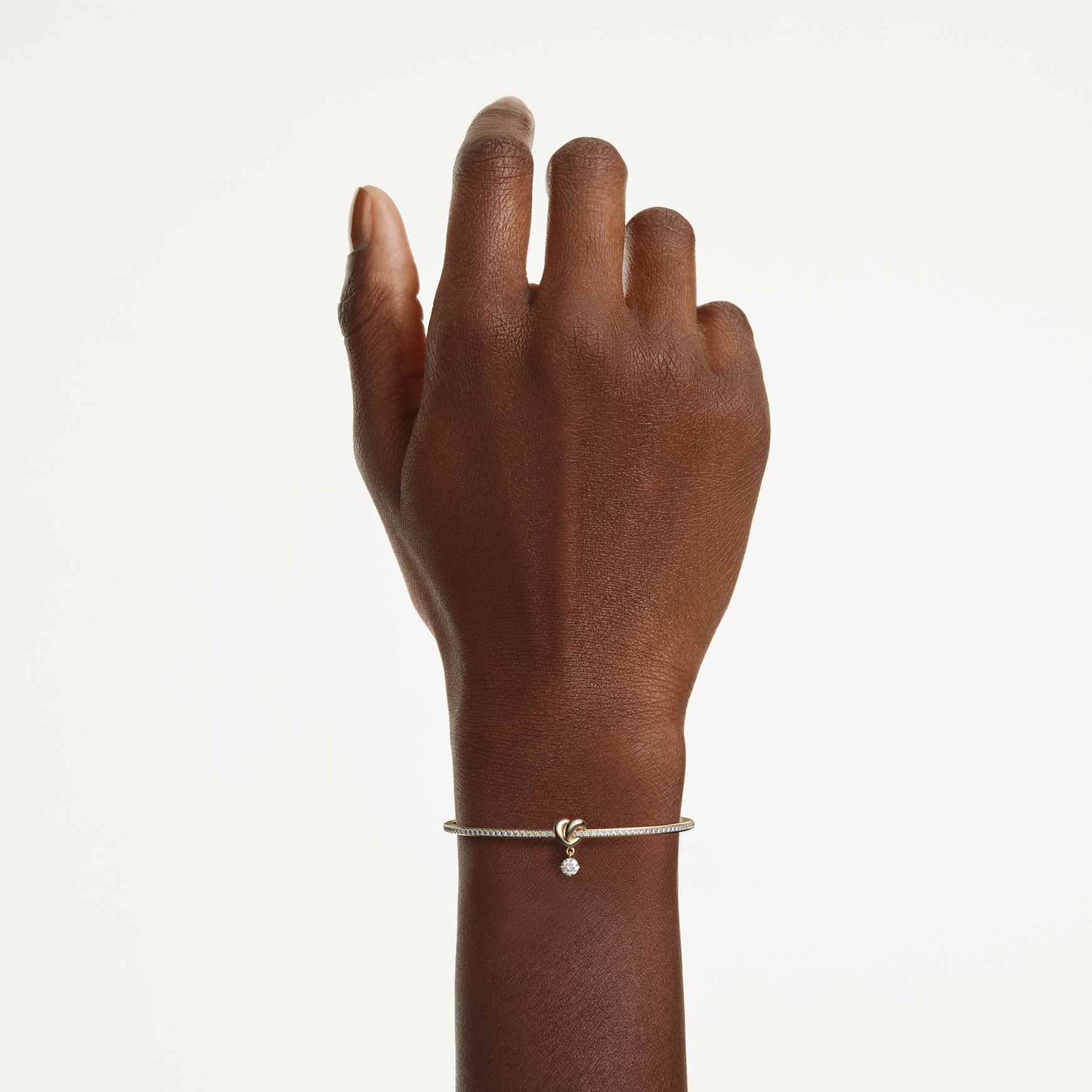 Lifelong bangle, Round cut, Heart, White, Gold-tone plated by SWAROVSKI