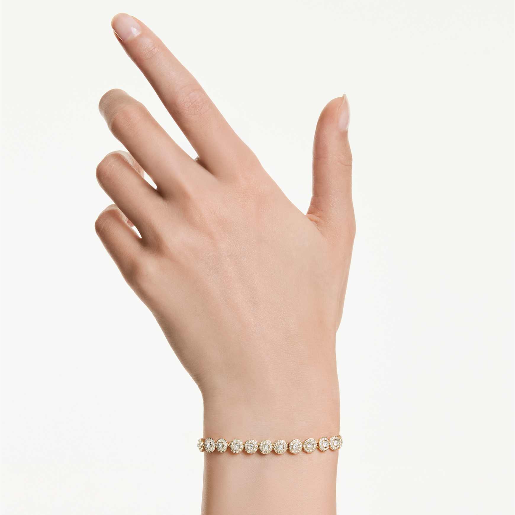 Una Angelic bracelet, Round cut, White, 18K gold finish