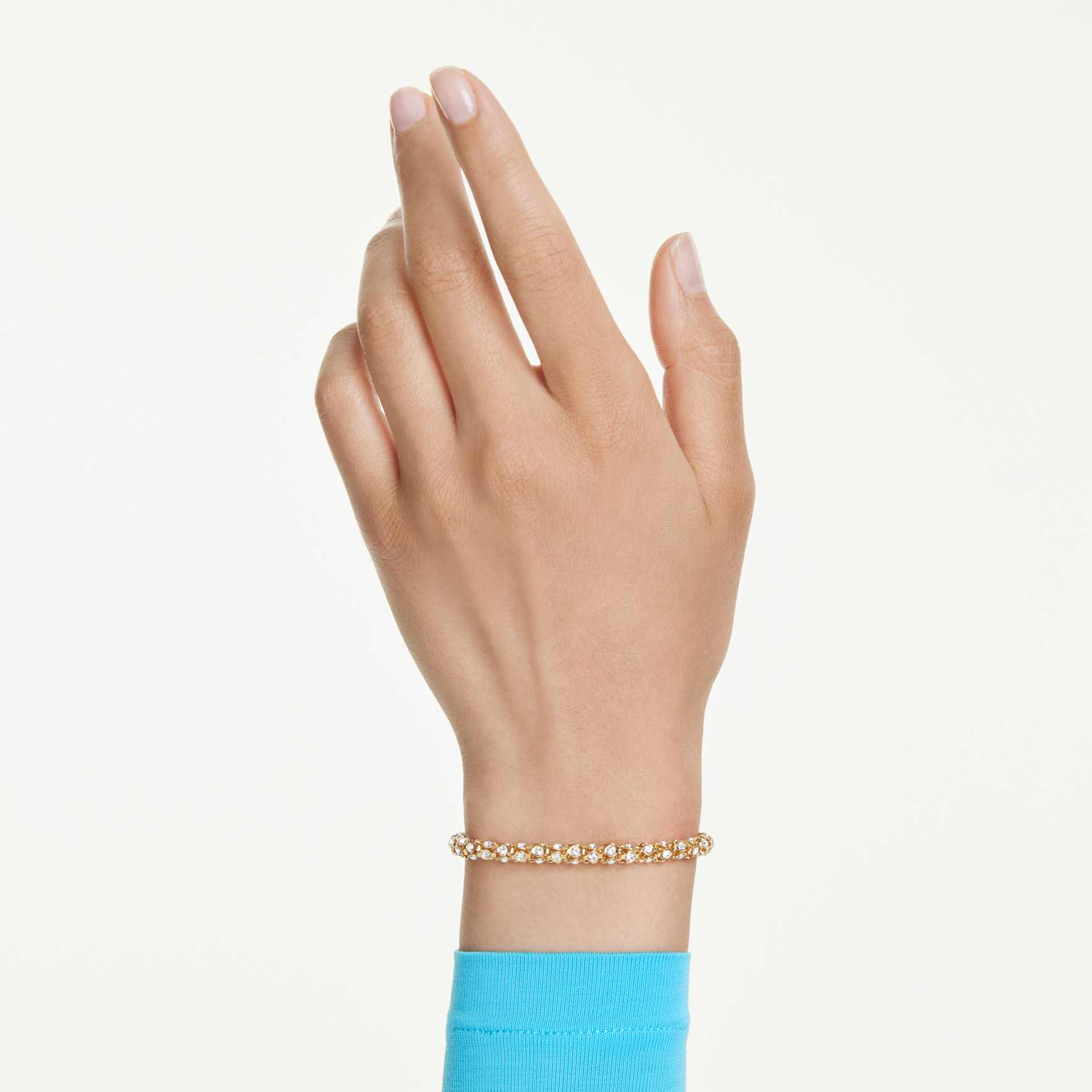 Dextera bracelet, Round cut, White, 18K gold finish