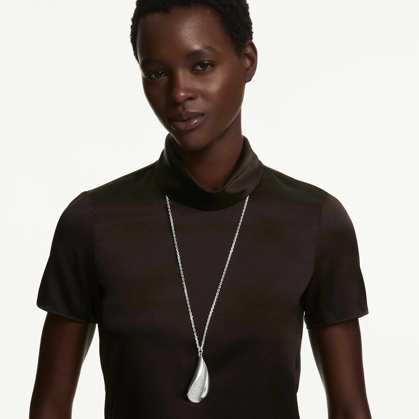 Classica necklace, Statement, Round cut, White, Sterling silver