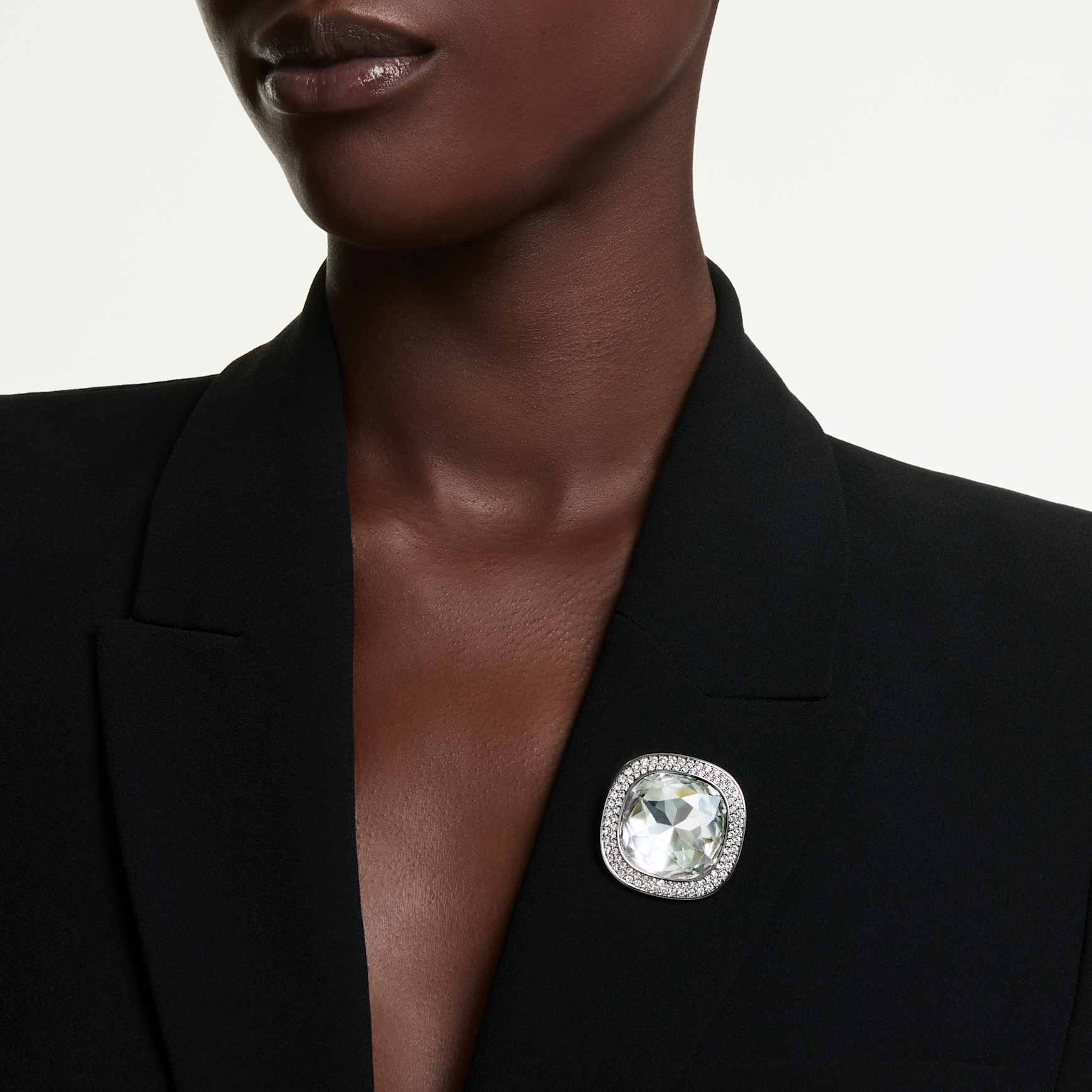 Una Angelic pendant and brooch, Cushion cut, White, Mixed plating